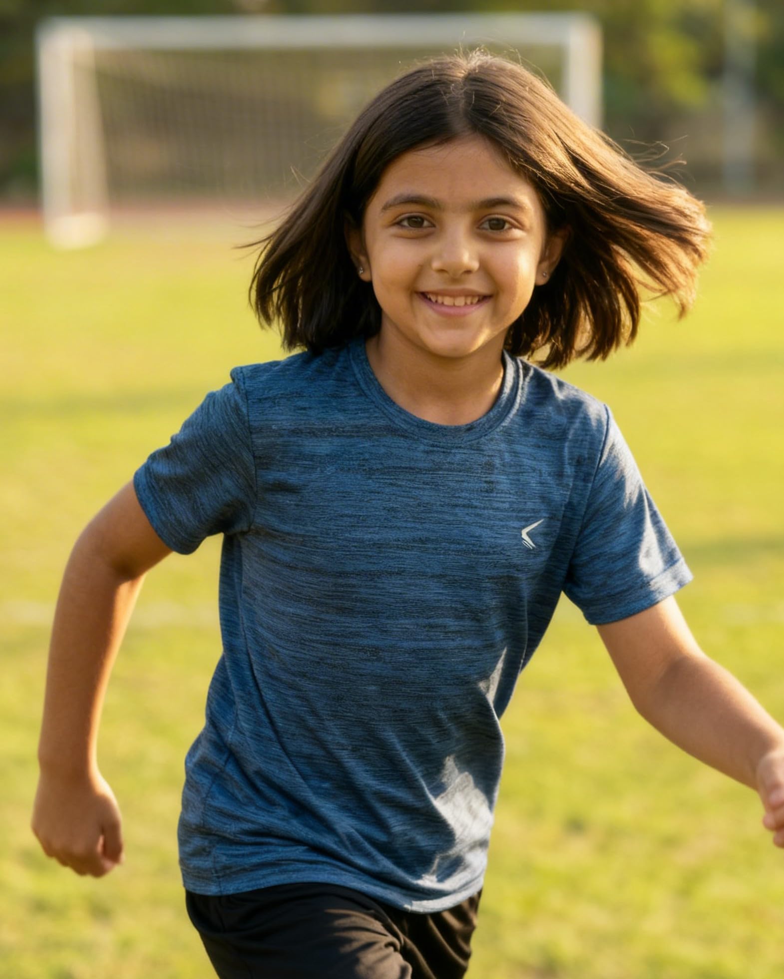TRAINIKS Unisex Sports T-Shirt – Round Neck Half Sleeve Solid Gym & Activewear Tee, Lightweight Breathable Quick-Dry Athletic T-Shirt for Kids Boys & Girls Navy Blue 11-12Y 3