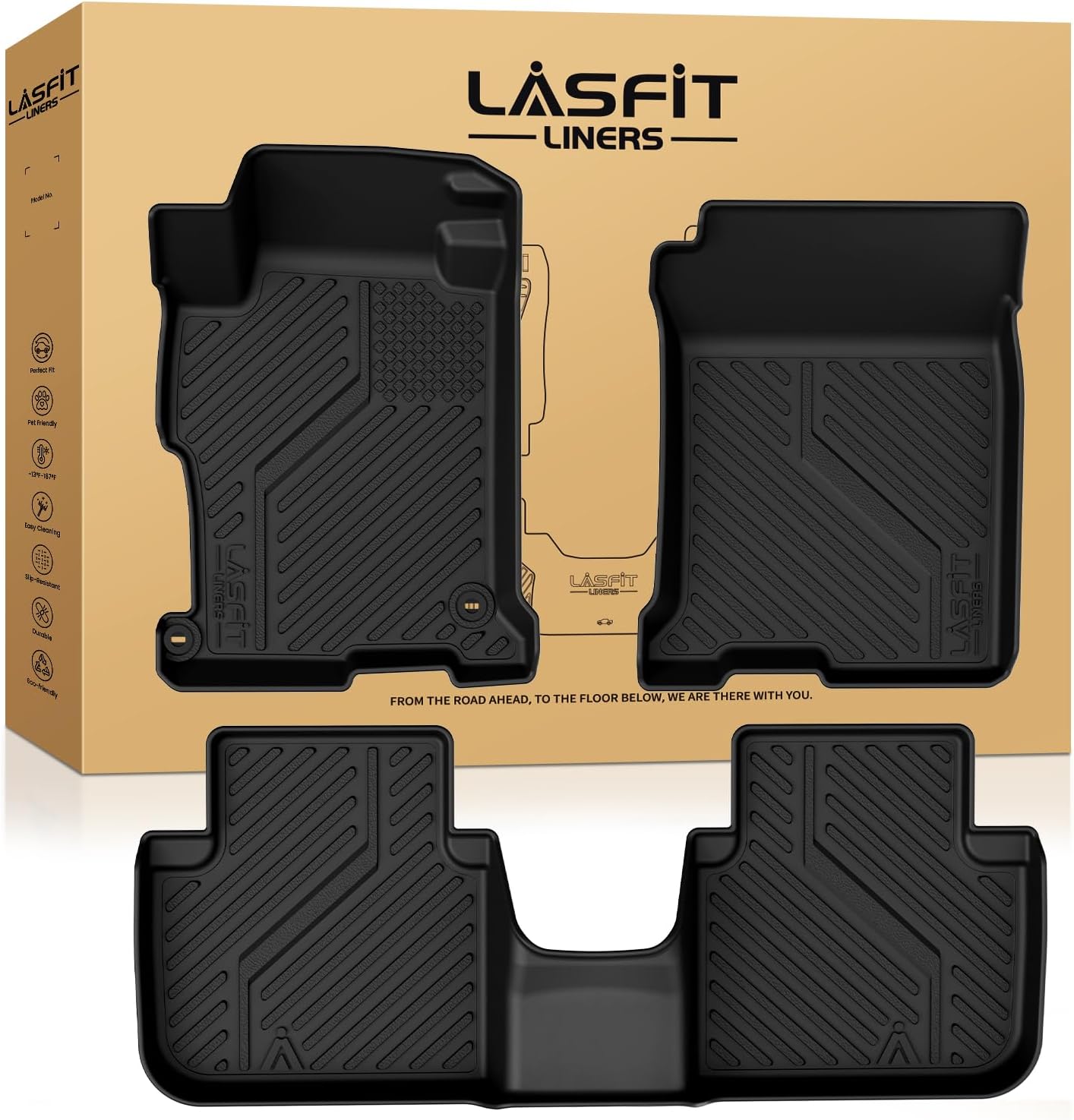 LASFIT Floor Mats for Honda Accord Sedan 2013 2014 2015 2016 2017, All Weather TPE Custom Fit Anti-Slip Odorless Car Floor Liner, 1st & 2nd Row, Black (Not for Coupe) 5?For Honda Accord | 2013-2017 | 1st & 2nd Row
