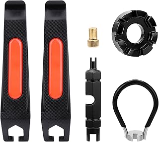 Oumers 6 Pack of Bicycle Spoke Tool, Bicycle Spoke Wrench,Valve Core Wrench,Bicycle Spoke Spanner(14G),Valve Adapter,2PCS Bike Tyre Lever,Bike Rim Correct Tool