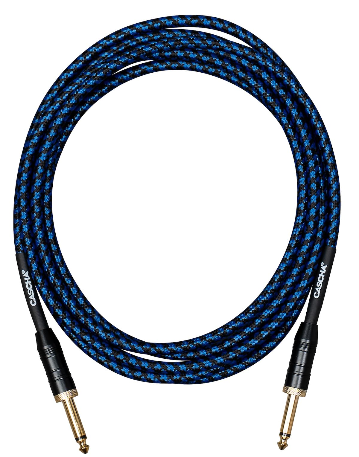 CASCHA Professional Line Guitar Cable, Straight, Tweed Blue, 3 m, 3 metros