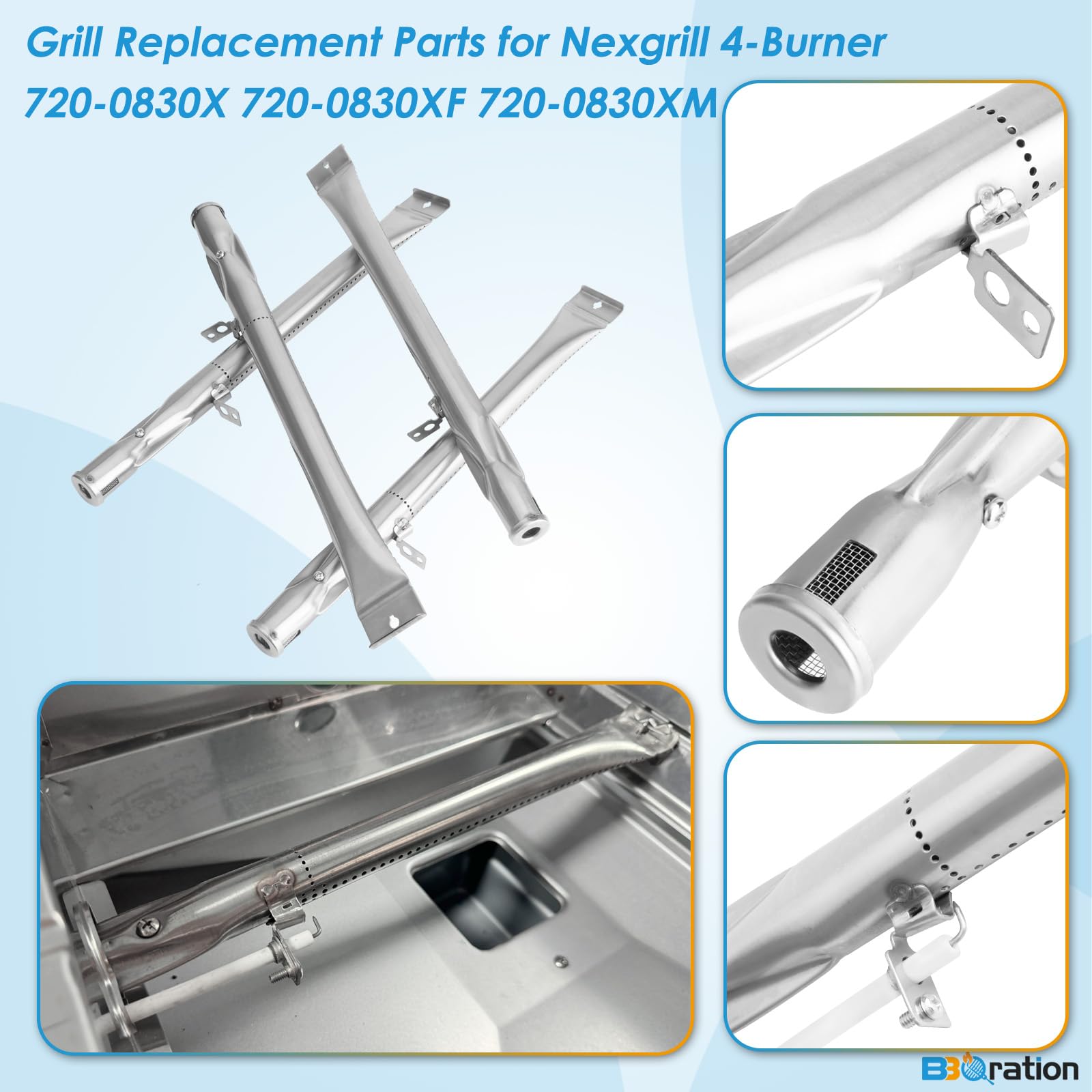 Kit de piezas de repuesto para Nexgrill 4 quemadores 720-0830X 720-0783EH, kit de piezas de parrilla para Nexgrill 720-0830X piezas de repuesto, kit de parrilla para piezas de repuesto