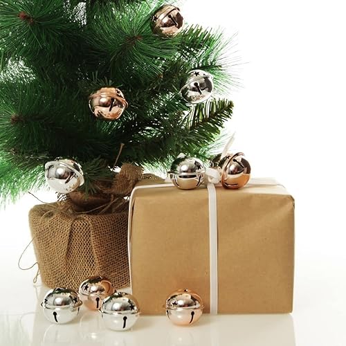 Miniatura 3 de Charmed Adorno de campana de trineo de cascabel de Navidad de gran tamaño, 3 pulgadas, paquete de 6 (plateado)