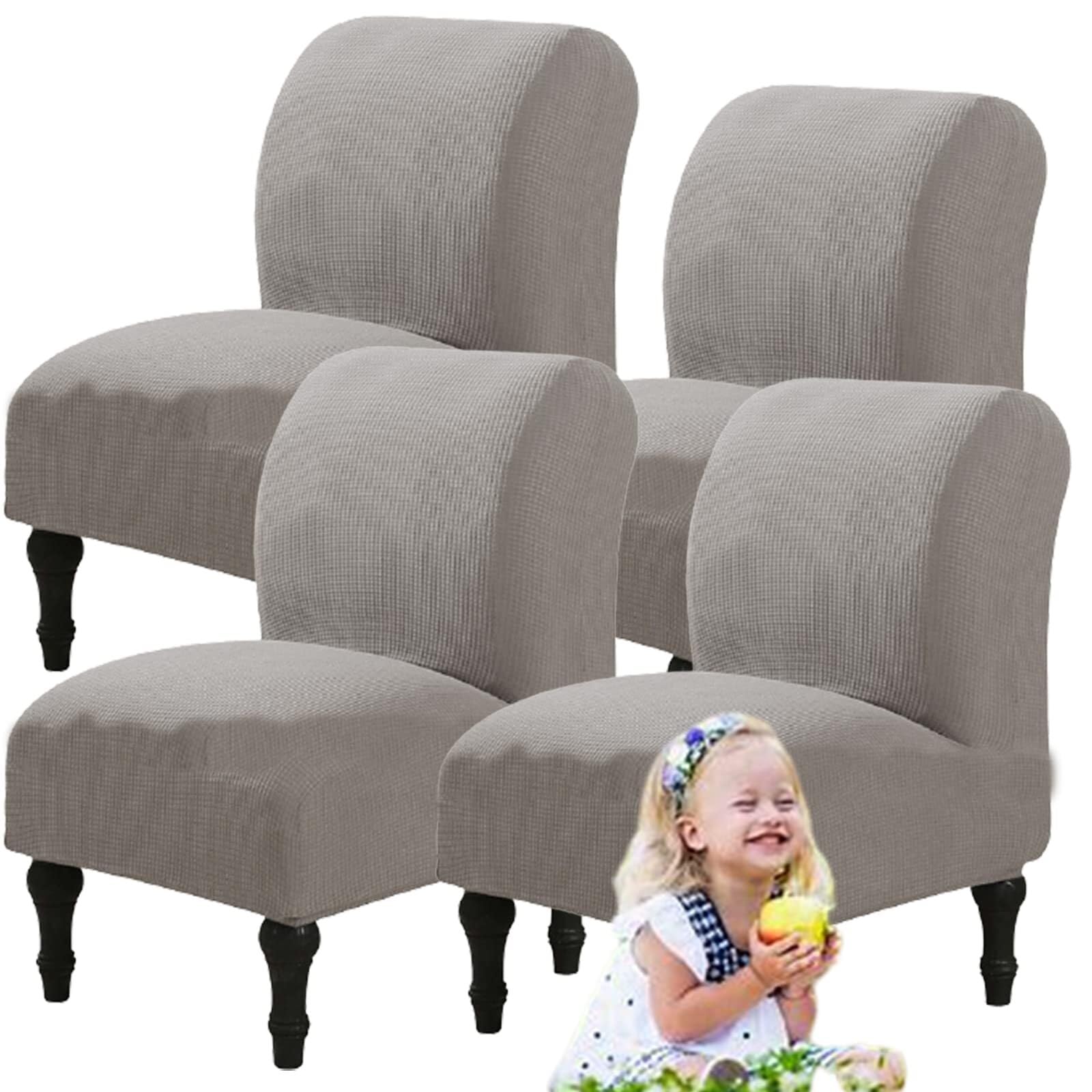 NMVAWIPT Armless Accent Chair Covers, Polyester+Spandex Stretch Slipcover, Removable Furniture Protector, For Home Hotel(#22,4pcs)