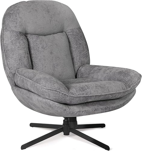 1 paquete de 1 silla giratoria libre de 360 para sala de estar, ligeramente mecedora de 20, respaldo tapizado de 24 pulgadas de alto, diseño