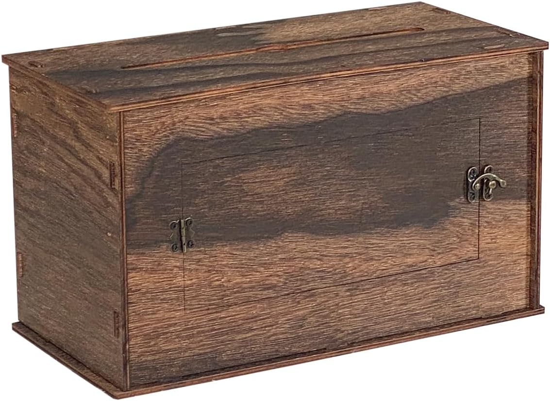 Cregugua Small Card Box 12"x 6"x 7" Rustic Wooden Card box Gifts Card Box for Wedding Birthday Baby Shower Graduation Party