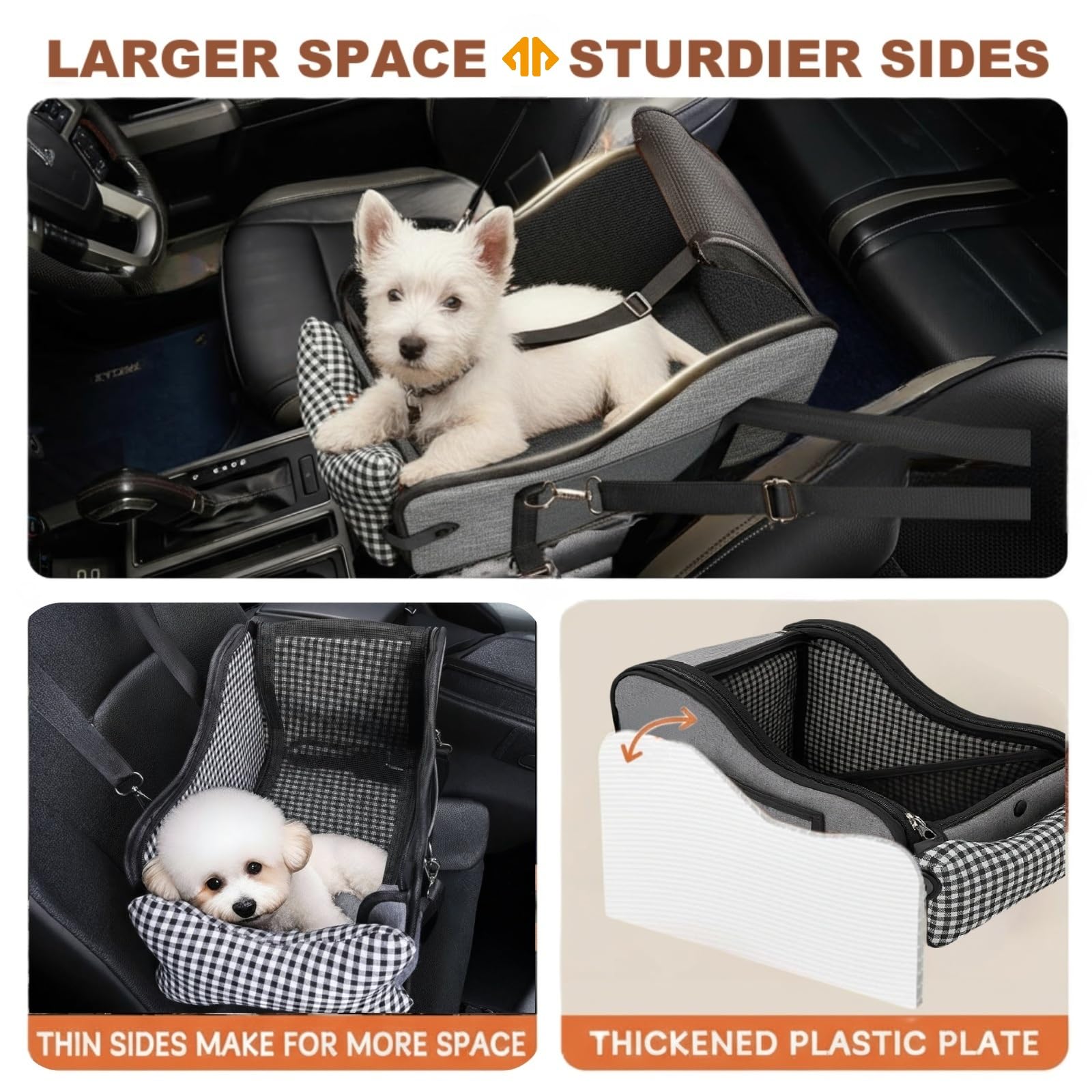 Console centrale per cani, seggiolino auto per cuccioli, console centrale per cani di piccola taglia