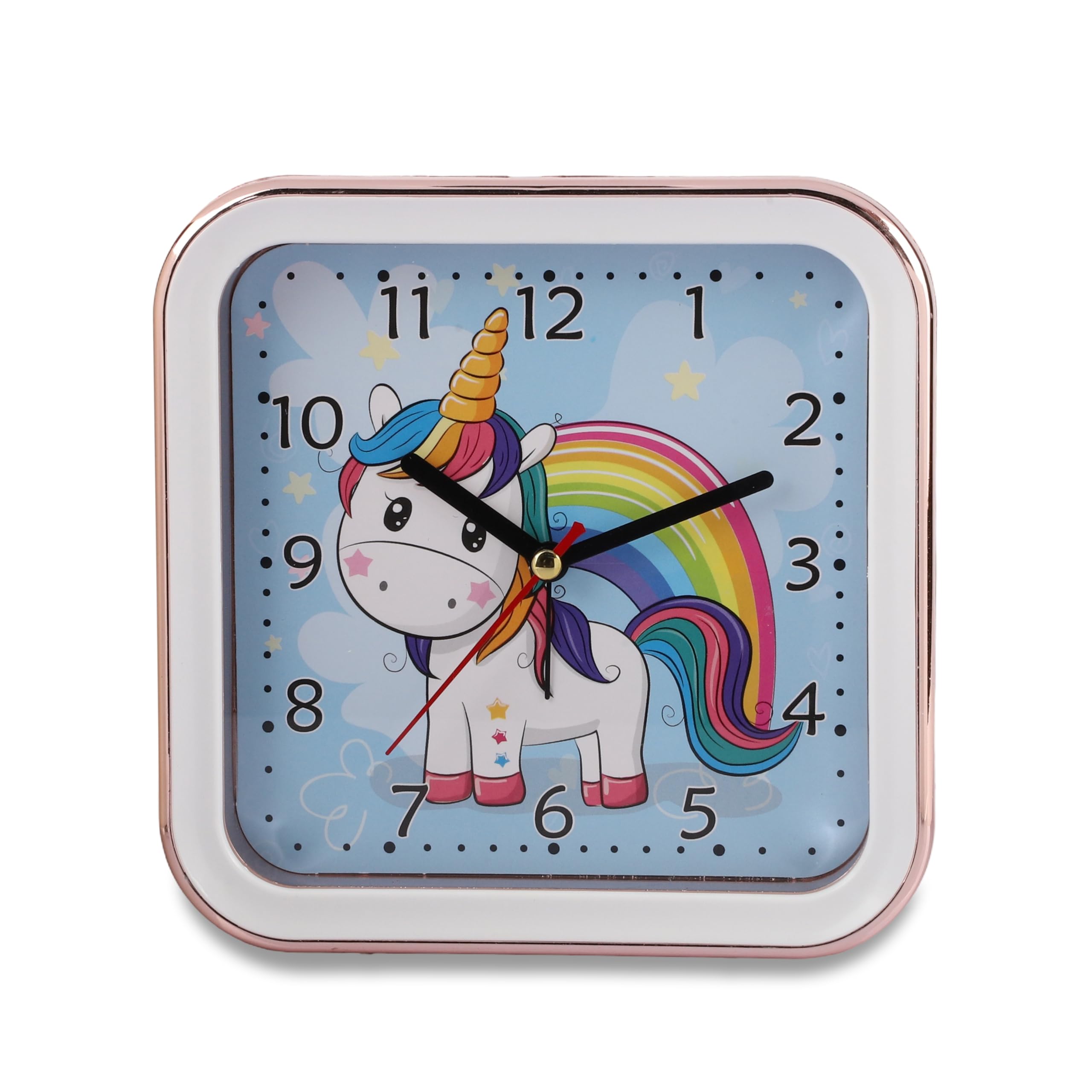De'rons Analog Table Alarm Clock for Heavy Sleepers Alarm Clock for Study Table Funny Cute Unicorn Cartoon Poster Alarm Clock for Girls Kids Boys Bedroom 15 x 15 cm 4