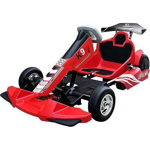 Electric Go Kart Drift Cart with Length Adjustable Seat, LED Lights, Cool Rear Spoiler, 3 Speed Mode with 700W Motors, Max 18.6 MPH, Go Cart Ultimate Drift Experience for Ages 8+