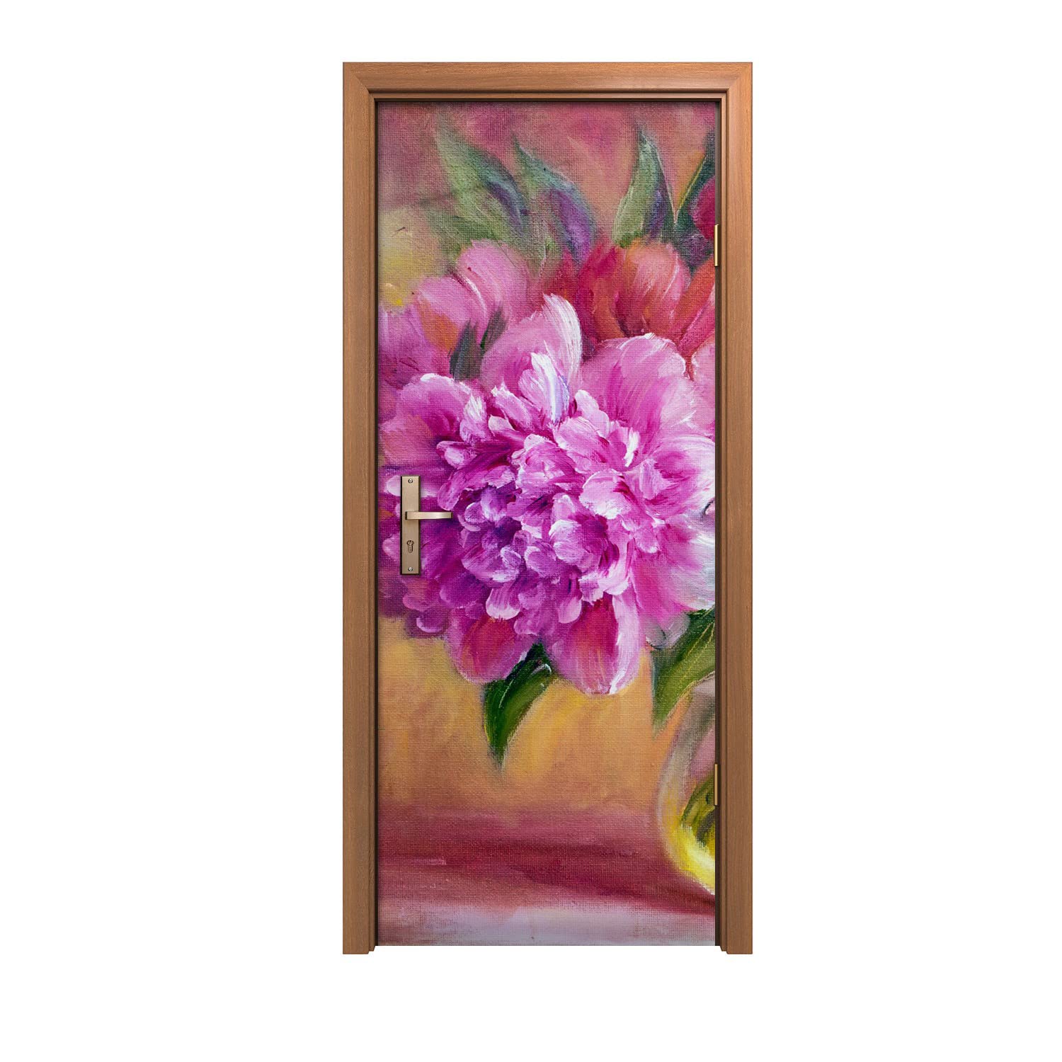 Autocollant de porte 90x200 fleurs plante sticker déco murale intérieur