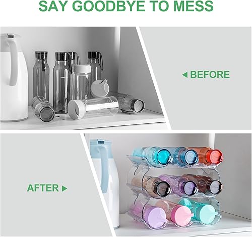 Miniatura 2 de Organizador de botellas de agua con cepillo para botellas, organizador apilable de botellas de agua para cocina, soporte para botellas de agua,