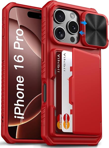 Vihibii for iPhone 16 Pro Case Wallet with Card Holder, 2024, Red