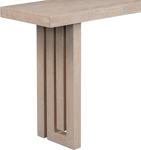 Miniatura 84 de Mesa consola de madera maciza de 48 pulgadas, mesa auxiliar moderna para sofá de entrada con 3 cajones de almacenamiento y 2 estantes. Fácil de