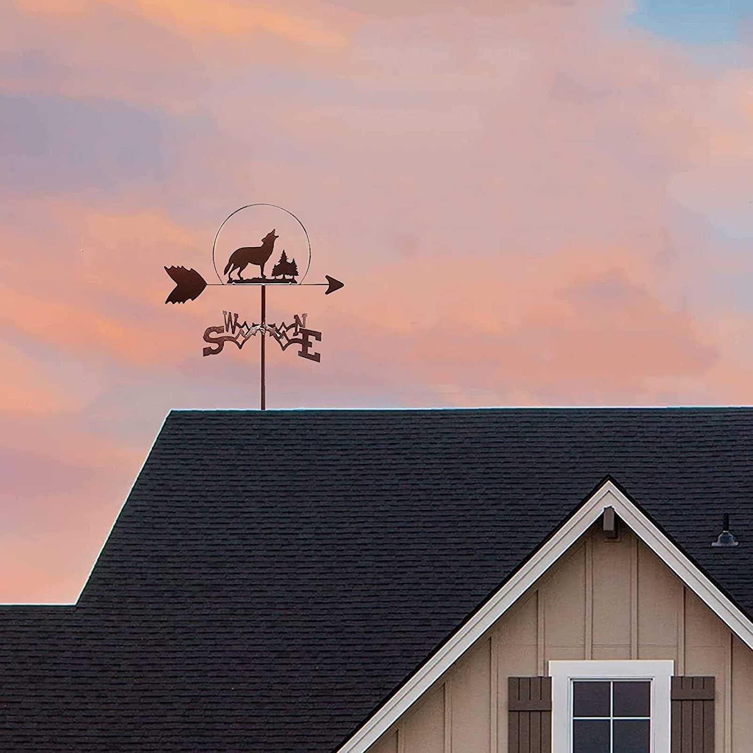 Weather Vane - Timberwolves Weather Vane, Stainless Steel Weathervane, Wind Direction Measuring Tool Installed Vertically, for Garden Roof Decoration