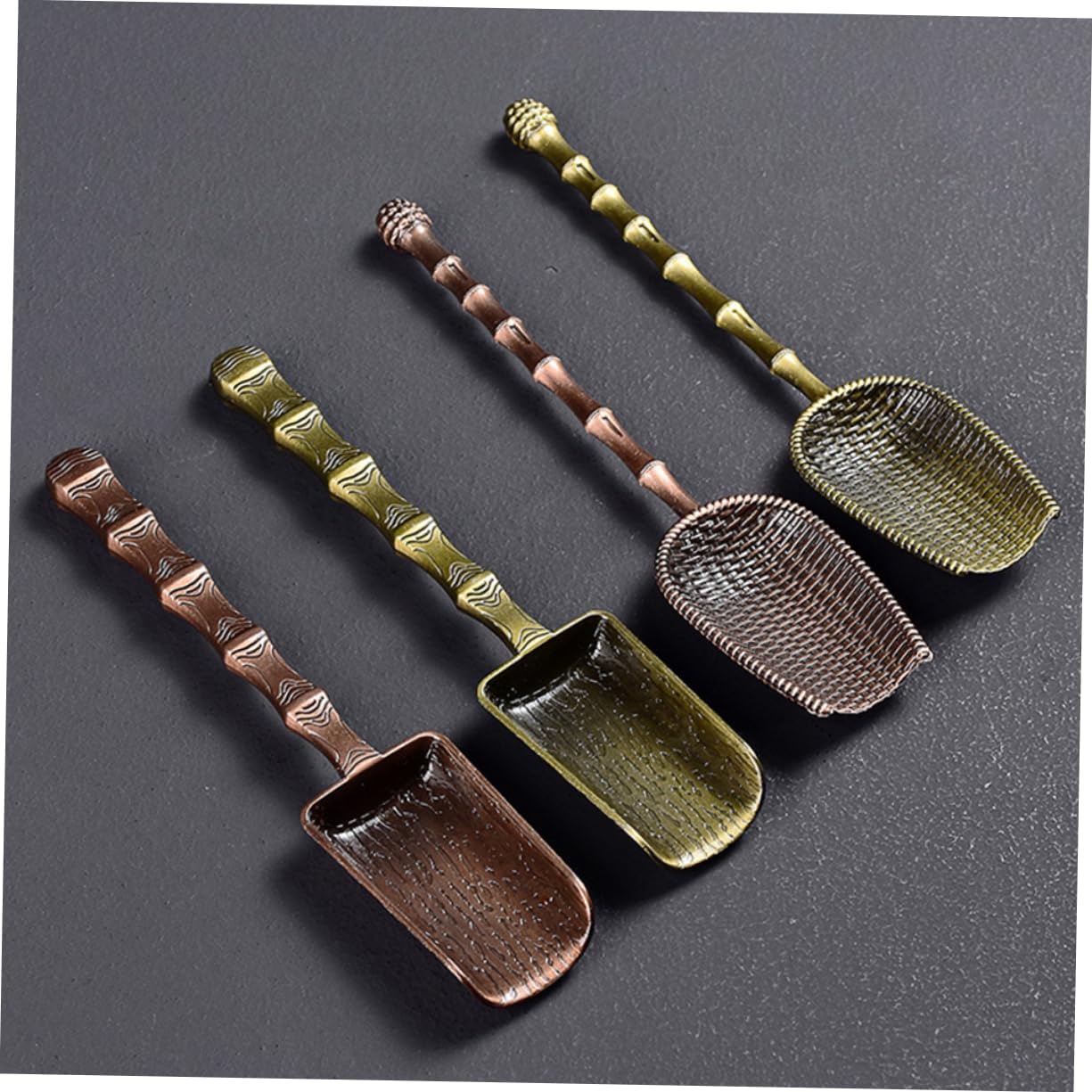 2pcs Alloy Tea Spoons Imitation Woven Tea Scoops Humanized Handle for Home Office