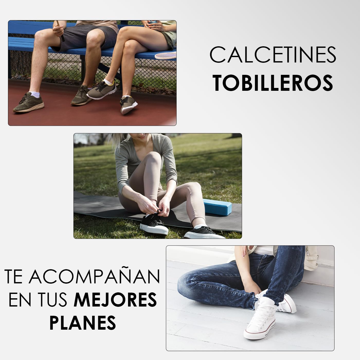 ACCRUX - 12 Pares de Calcetines Tobilleros para Hombre y Mujer, Unisex Tobilleros de Algodon Suaves y Transpirable con Puntera Reforzada
