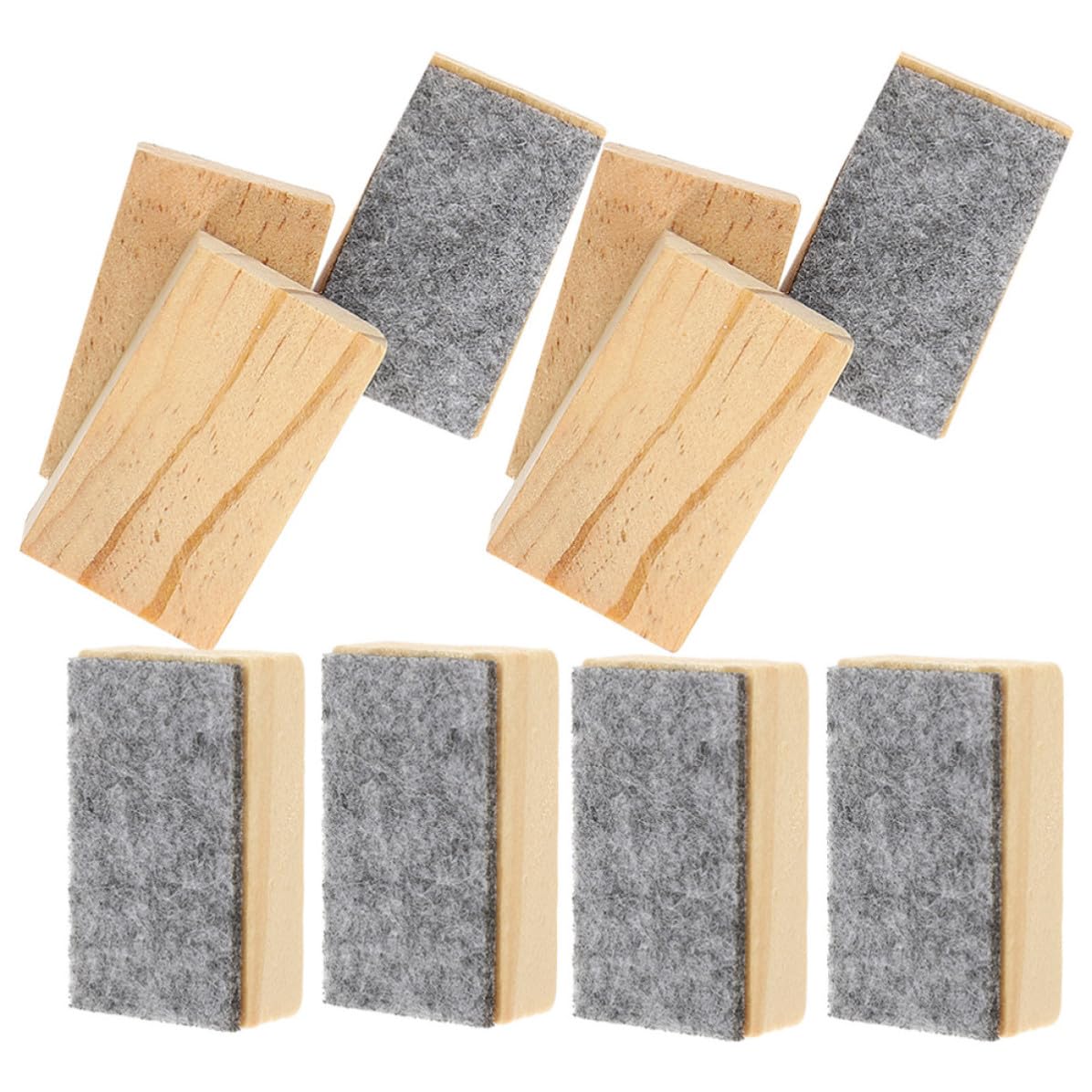 FESTFENDS Mini Wooden Chalkboard Erasers Lightweight Sturdy 10pcs with Felt Pads School Chalk Board Rubber Whiteboard Erasers for Homes and Offices