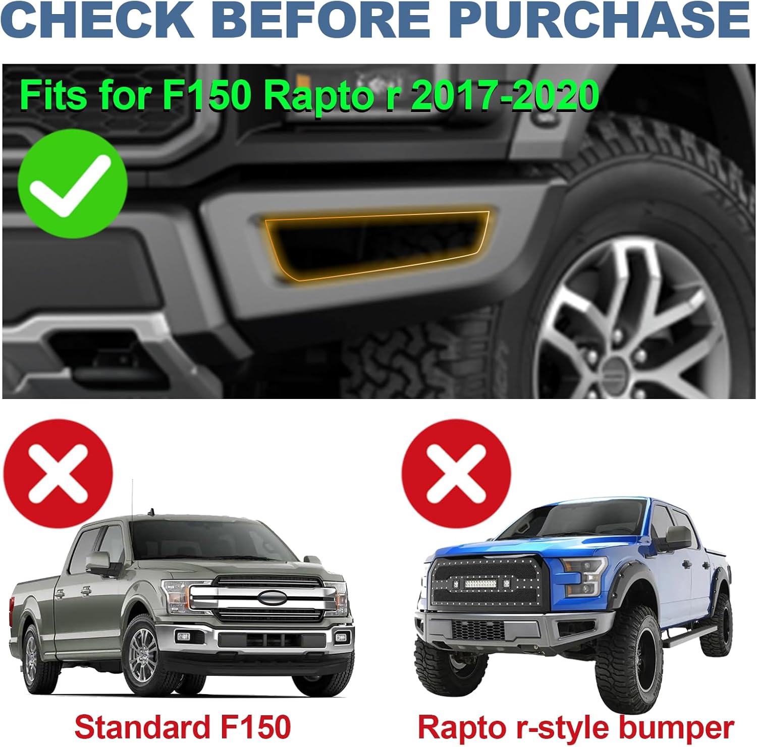 LED Fog Lights for Ford F150 Rapto r Accessories Front Bumper,DRL with Amber Turn Signals (Only for 2017-2020)