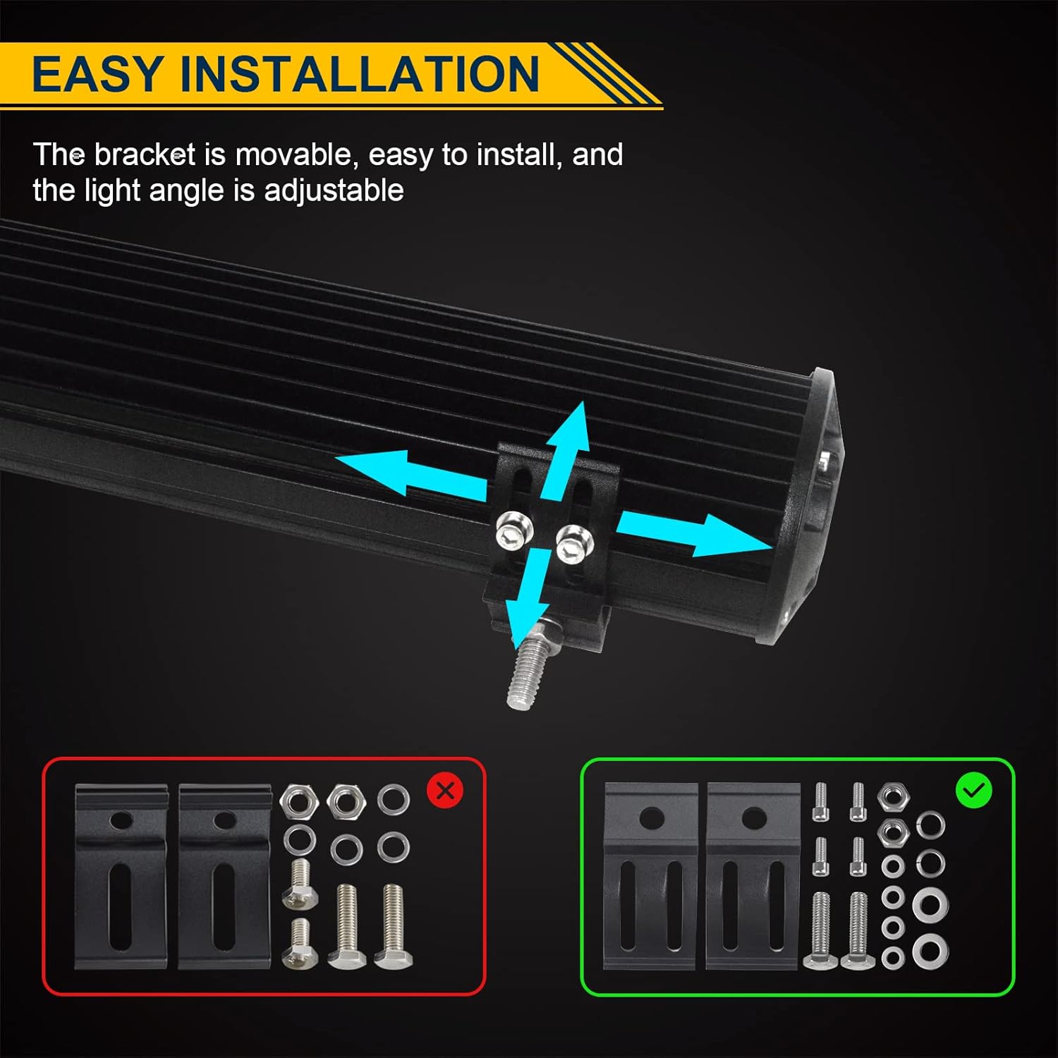 Willpower 23 inch 480W LED Light Bar Spot Flood Combo + Licence Number Plate Bumper Mounting Bracket + Wiring Harness 12V 24V Driving Off Road Lights Waterproof for 4X4 Offroad Truck Car ATV Boat