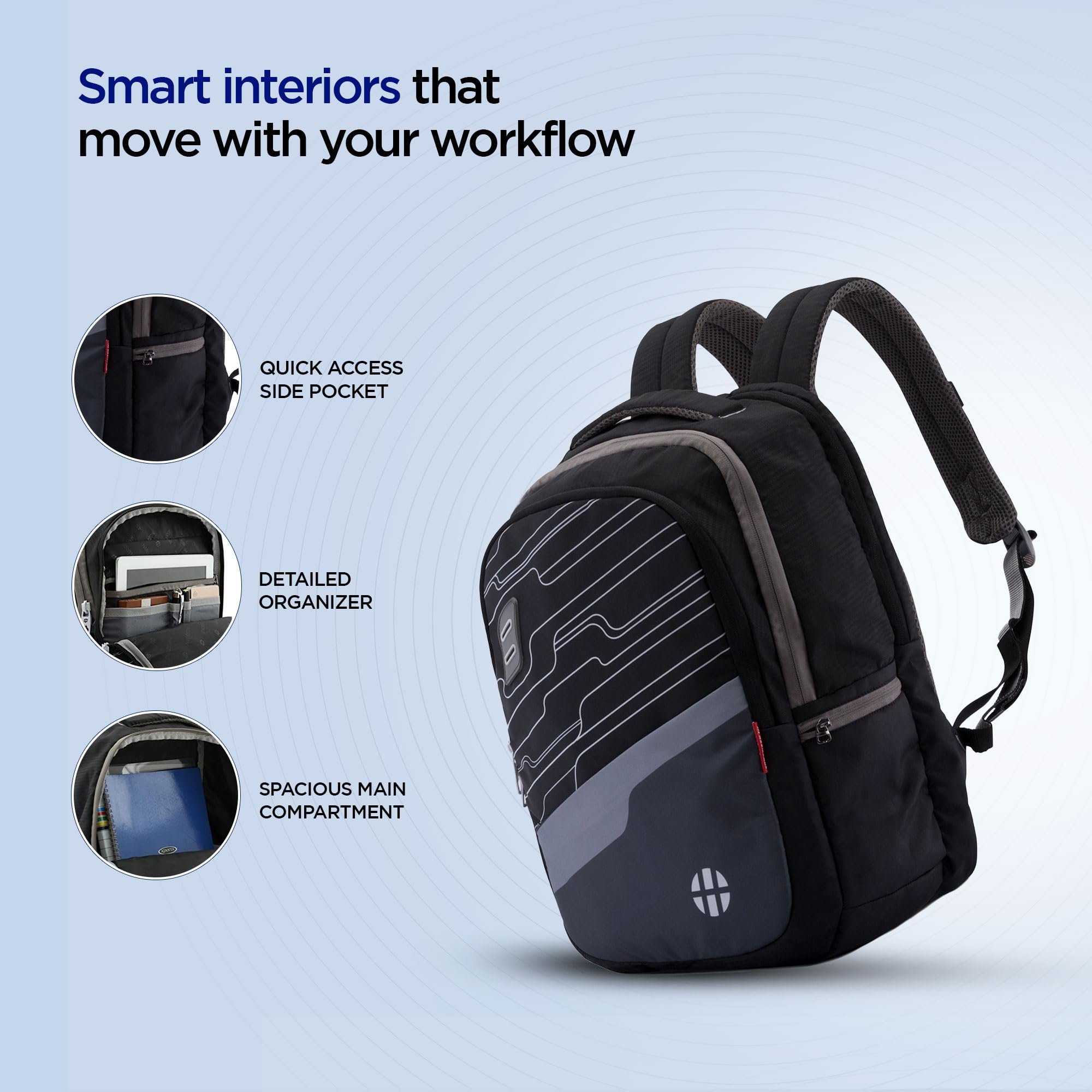 HARISSONS Takeoff Secondary School Backpack | 35L | 530g | Twill PU-Coated Polyester | Two-Point Suspension, Ventilated Back Panel, Secure Bottle Pocket | School, College & Daily Use 2
