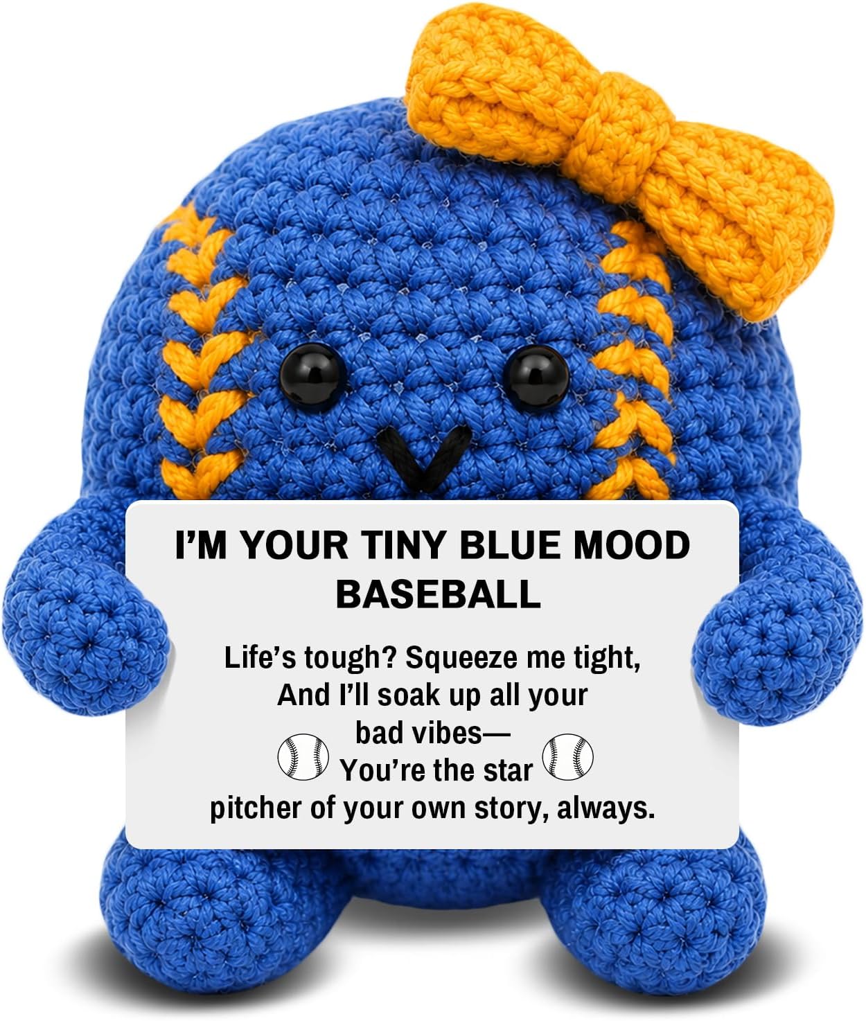 Mini Crochet Baseball Doll with Inspirational Card Gifts for Baseball Lovers