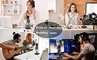 Vista 6 de Micrófono para podcast, kit de micrófono USB para teléfono, PC/Micro/Mac/Android, micrófono profesional de estudio Plug & Play con soporte