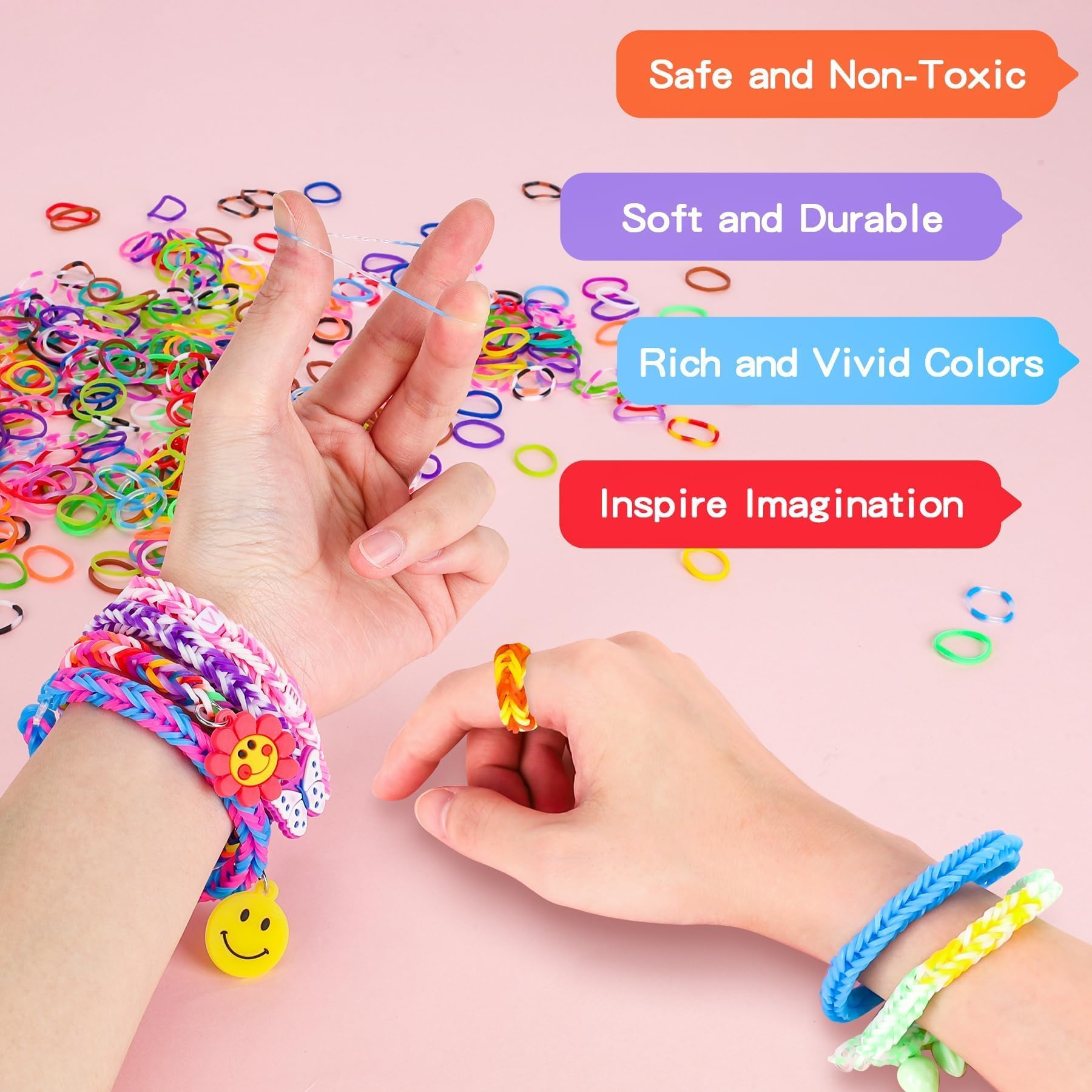 Kit De Gomas Elásticas Para Pulseras Jsdoin - 2700+ Piezas En 30 Colores Con Telar Y Accesorios De Bricolaje