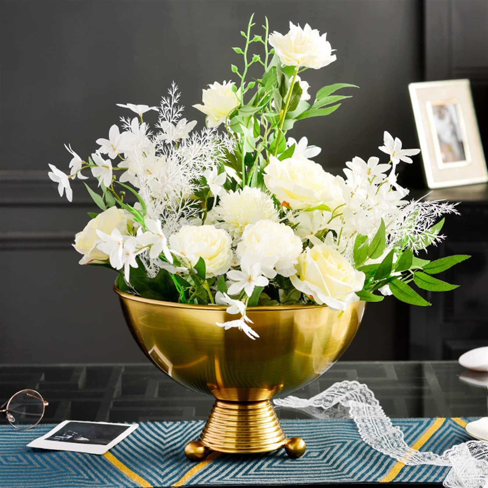 Amazon.co.jp: ドライフラワーアレンジメント 優雅なゴールドの花の