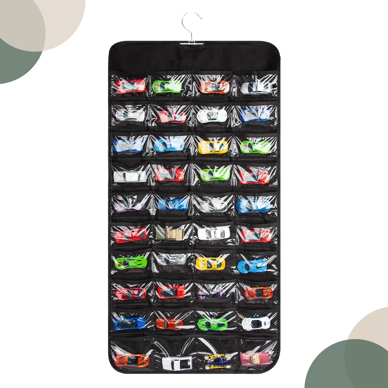 Kuviklyn Hanging Storage Organizer Compatible with Hot Wheels, 80 Solt Double-Sided Wall-Mount Display Case for Toy Cars Matchbox Cars