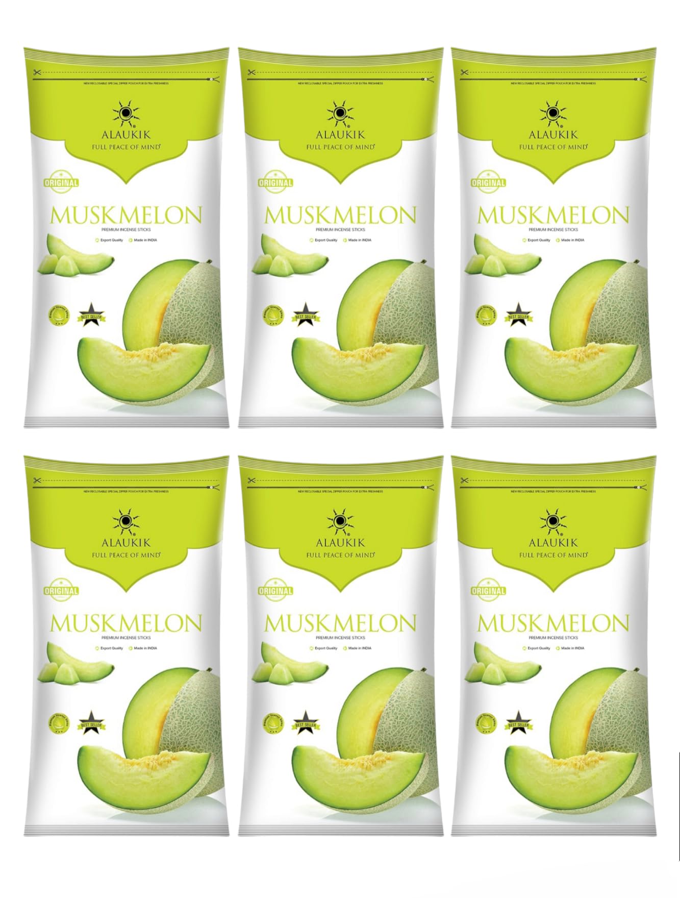 ALAUKIK Muskmelon Premium Incense Sticks 100 grm Zipper,Natural Fruit Agarbatti Pack of 6 Zipper(100 grm x 6 Zipper =600 grm) 6 -Muskmelon-image-14
