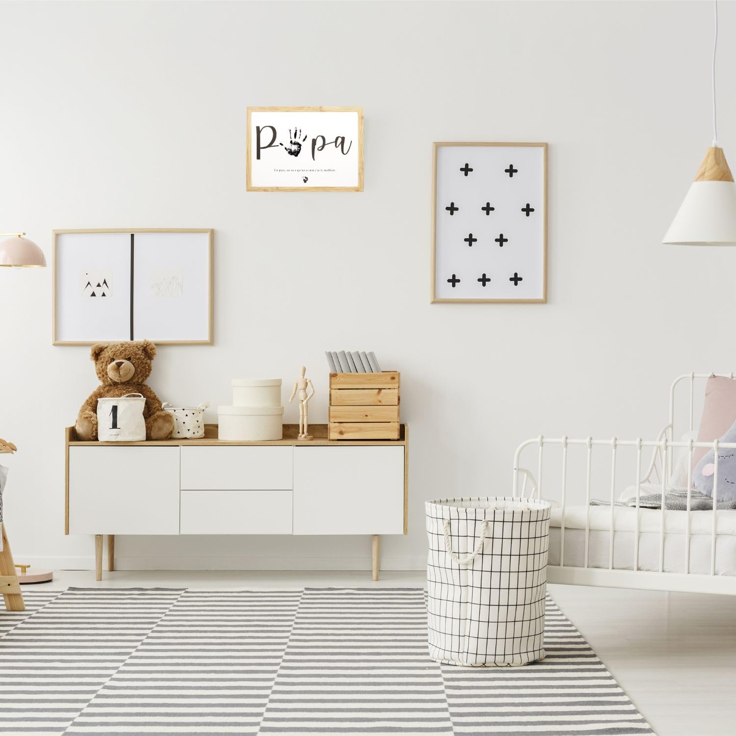 Empreinte Papa Cadeau Fête des Pères avec cadre en bois souvenir bébé