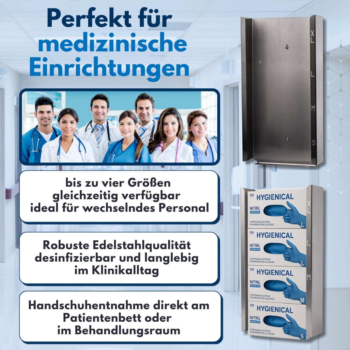 4er Handschuhspender aus Edelstahl, Wandhalter für Handschuhboxen, Hygienischer Handschuhhalter für Einmalhandschuhe