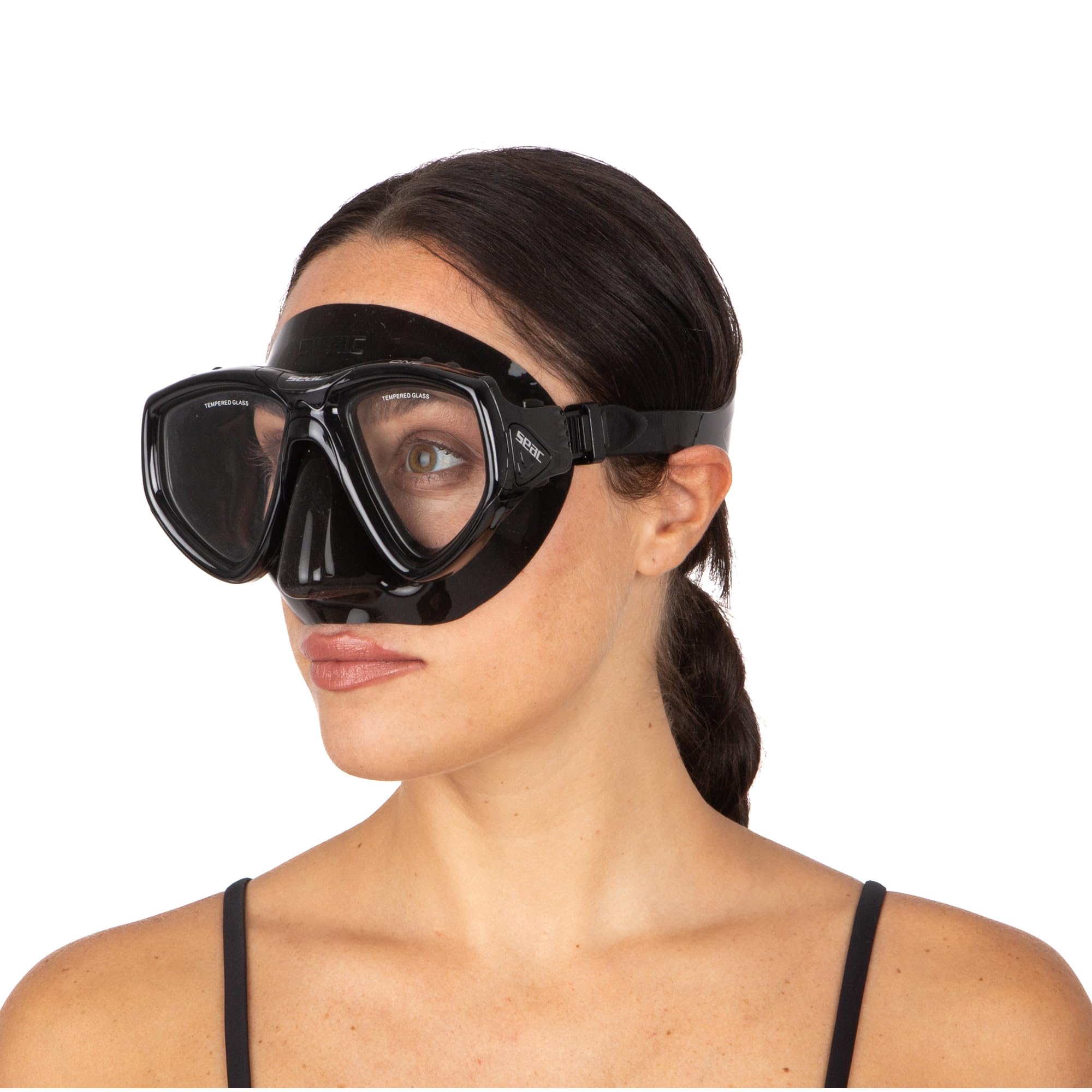 SEAC One, Maschera Sub per Immersioni Subacquee e Snorkeling con Custodia, Predisposizione Graduata per Miopia Unisex Adulto