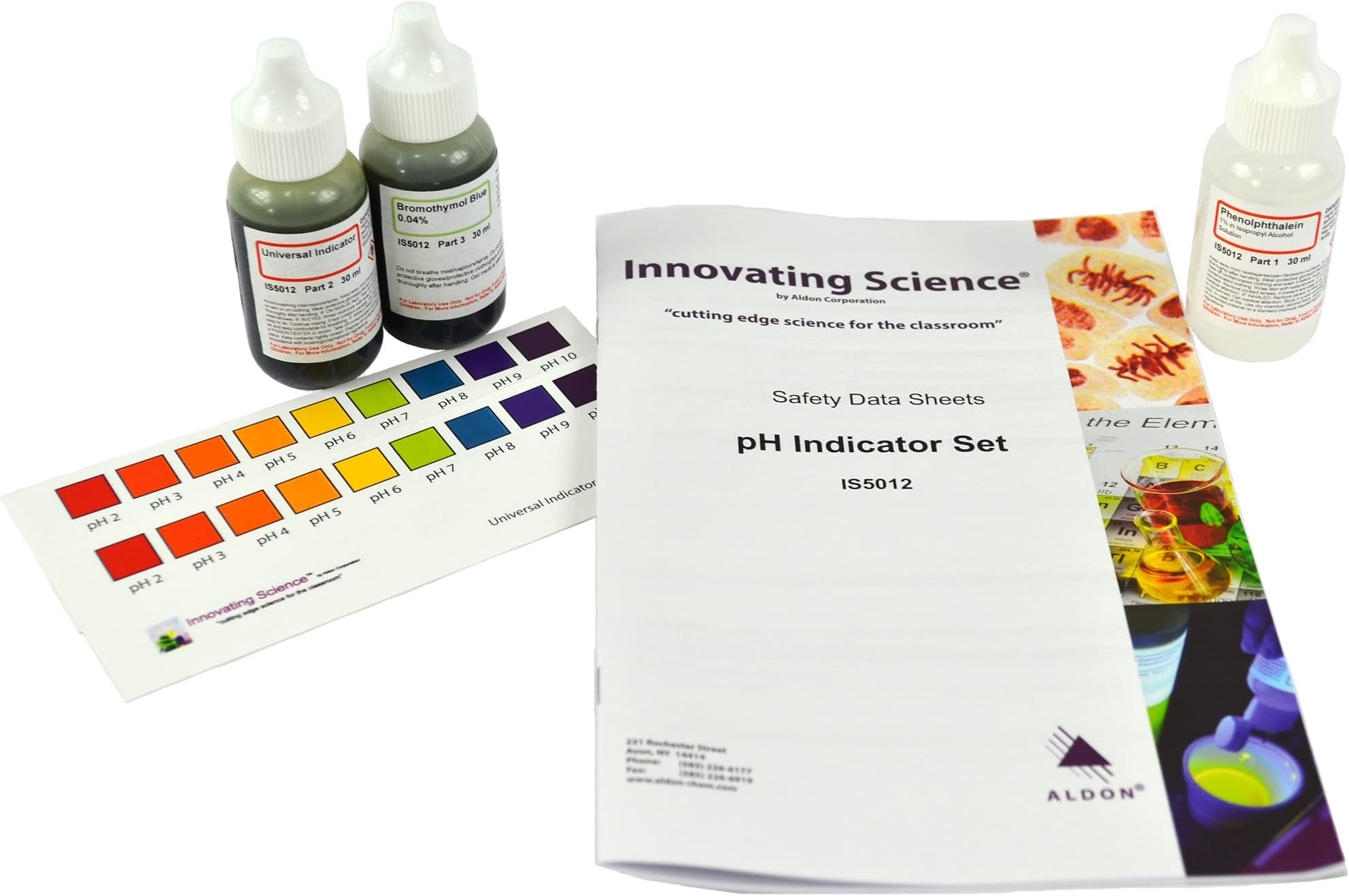 pH Indicator Set - Includes 3 Solutions & Color Charts - The Curated Chemical Collection by Innovating Science