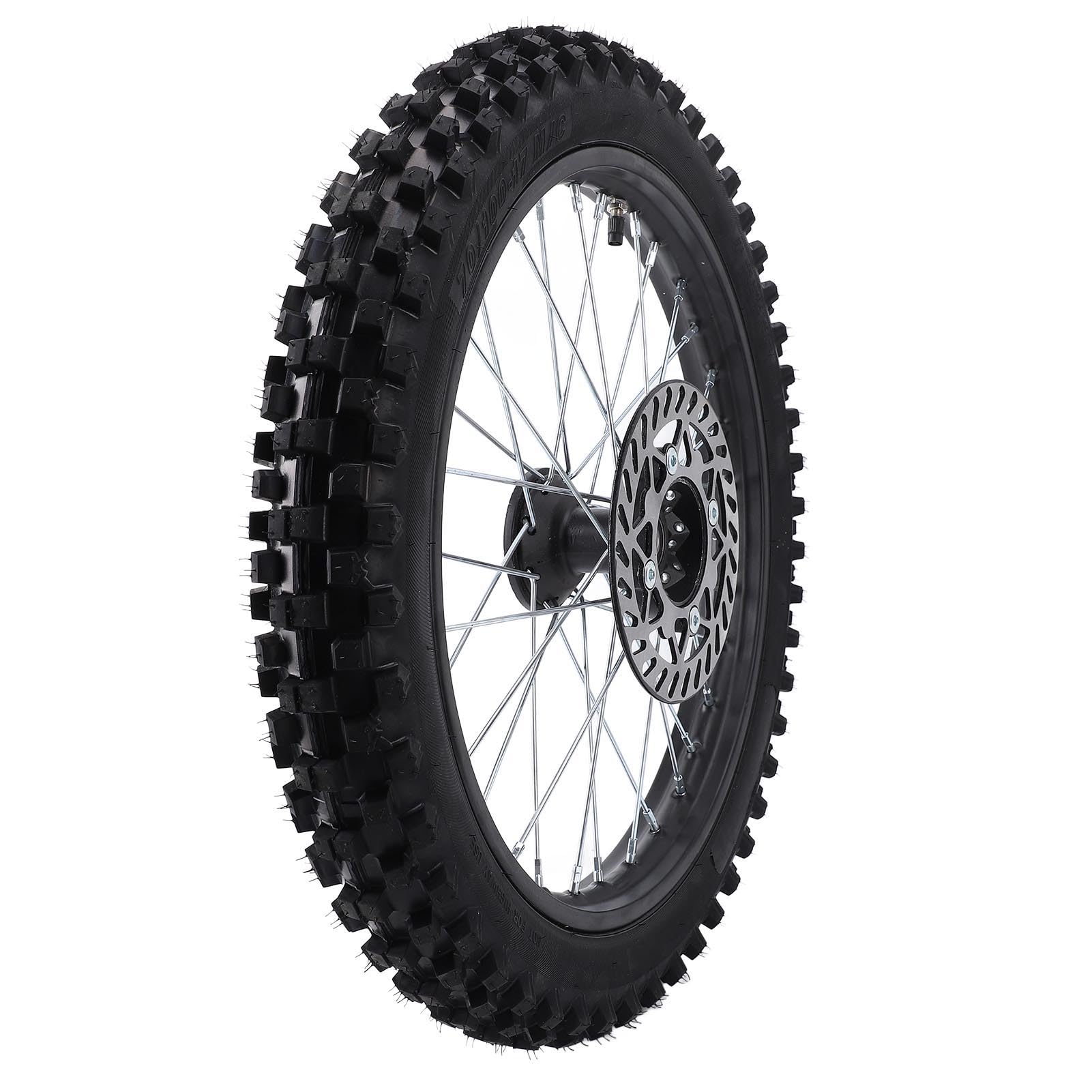 Focket 17-calowy zespół Opon Przedniego Koła, Zestaw Opon na Obręcz ze Stali Nierdzewnej 70 100 17 Rozmiar z osią 12 Mm Tarcza Hamulcowa 190 Mm do Modeli Rowerów Terenowych