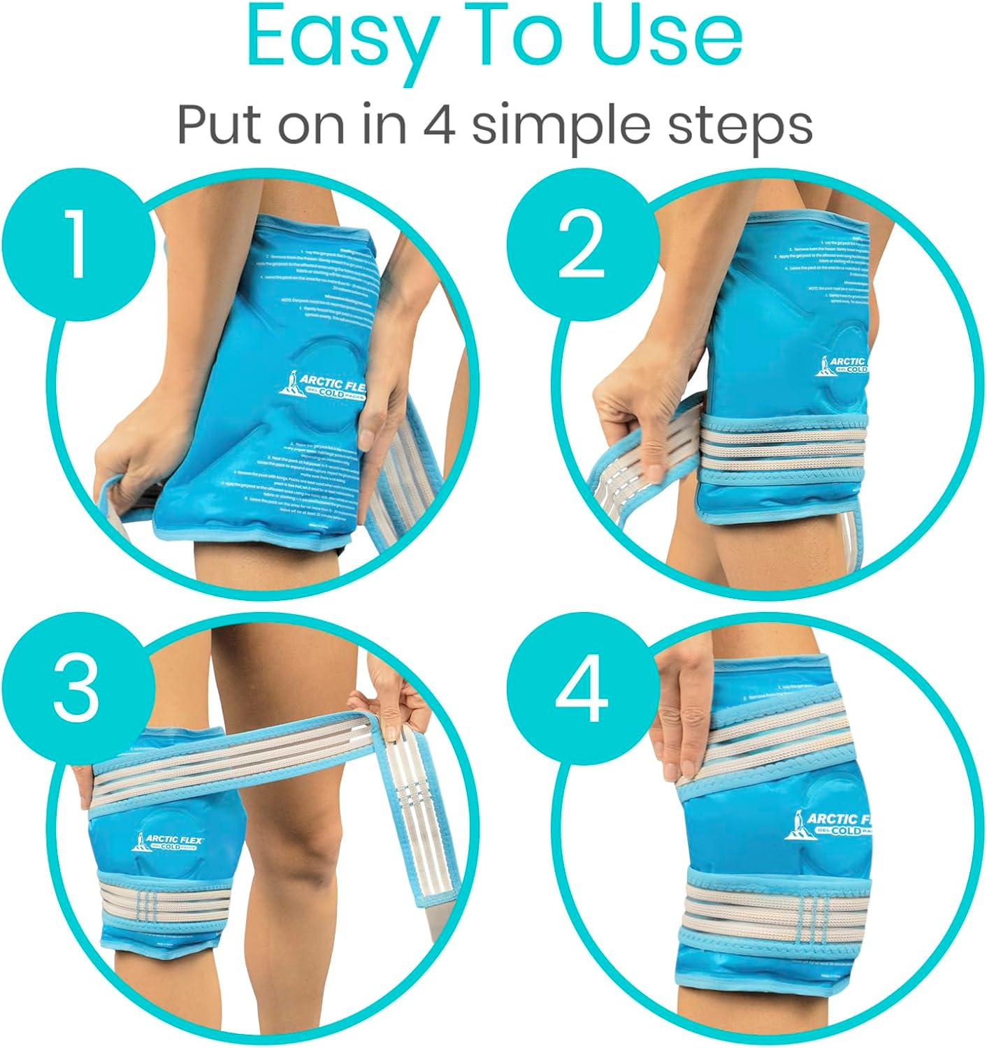 Arctic Flex Vive Knee Ice Pack Wrap with Straps for Cold Compression - Reusable Gel Cold Pack for Cold Therapy, Pain Relief, Injuries & Swelling - Post Surgery Recovery for Knee Replacement