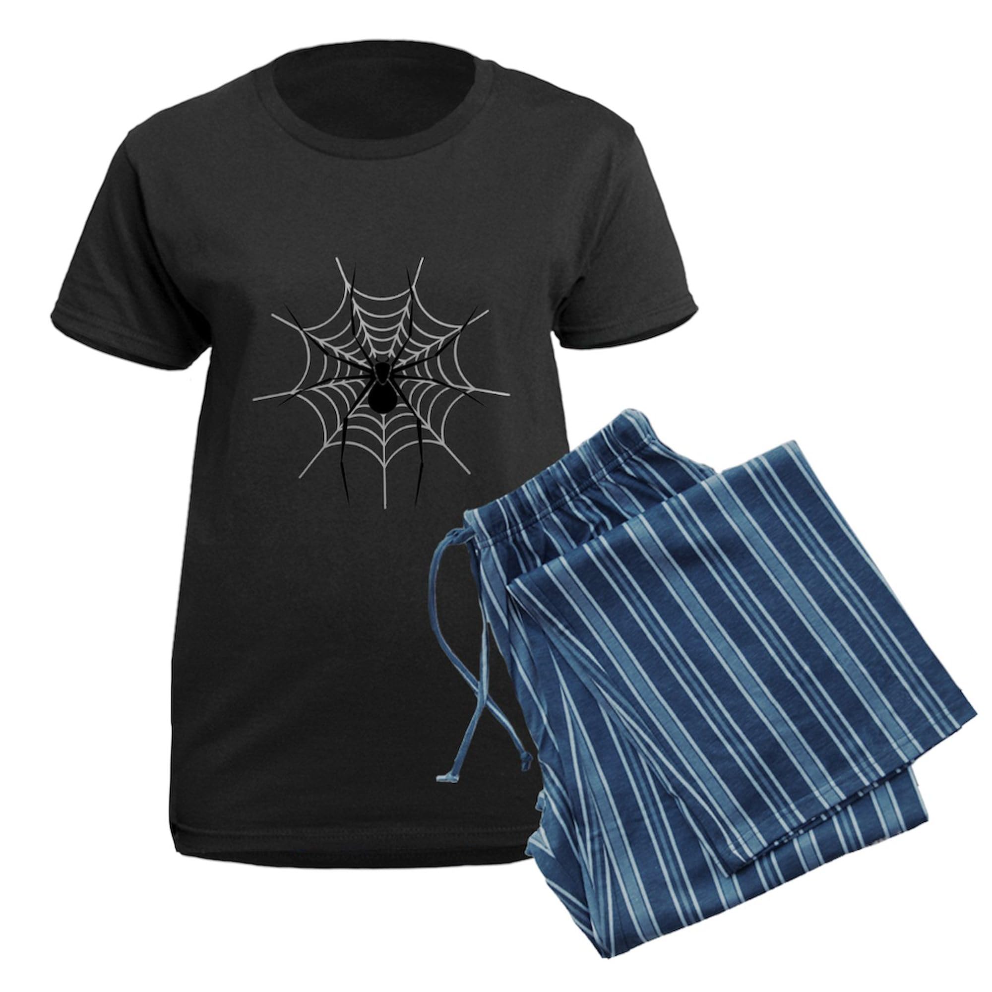 CafePress Spider Web Women's Dark Pajamas Womens Novelty PJ Sleepwear: Large With Blue Strpe Pant