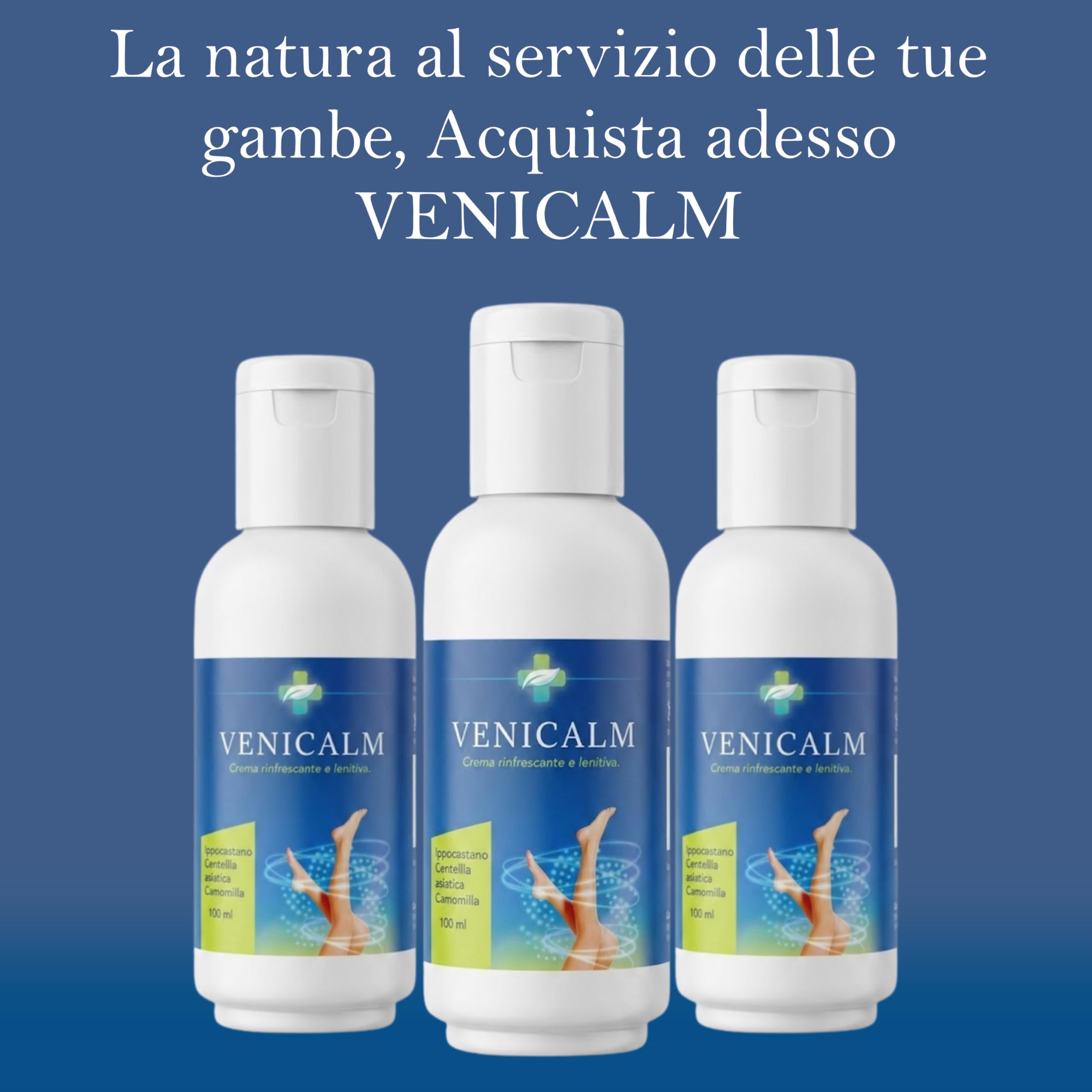 Venicalm Crema Rinfrescante e Lenitiva Gambe 100 ml – con Ippocastano, Centella Asiatica e Camomilla – Sensazione di Sollievo e Freschezza Quotidiana