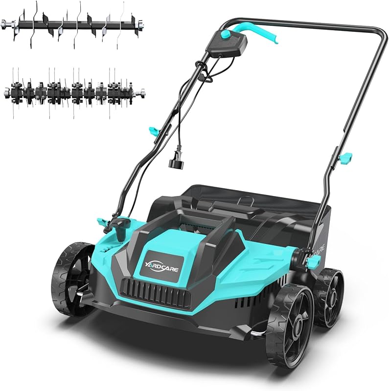 2-in-1 Scarifier and Dethatcher – Deep Soil Revitalization with High-Torque Motor, Adjustable Depth Control, Dual Safety Switch & Removable 10.5-Gallon Thatch Bag