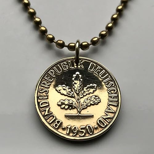 Miniatura 4 de 1949 Alemania Deutschland 10 Pfennig moneda colgante roble plántula plantación de árboles jardinería Berlín Hamburgo Múnich Colonia Frankfurt