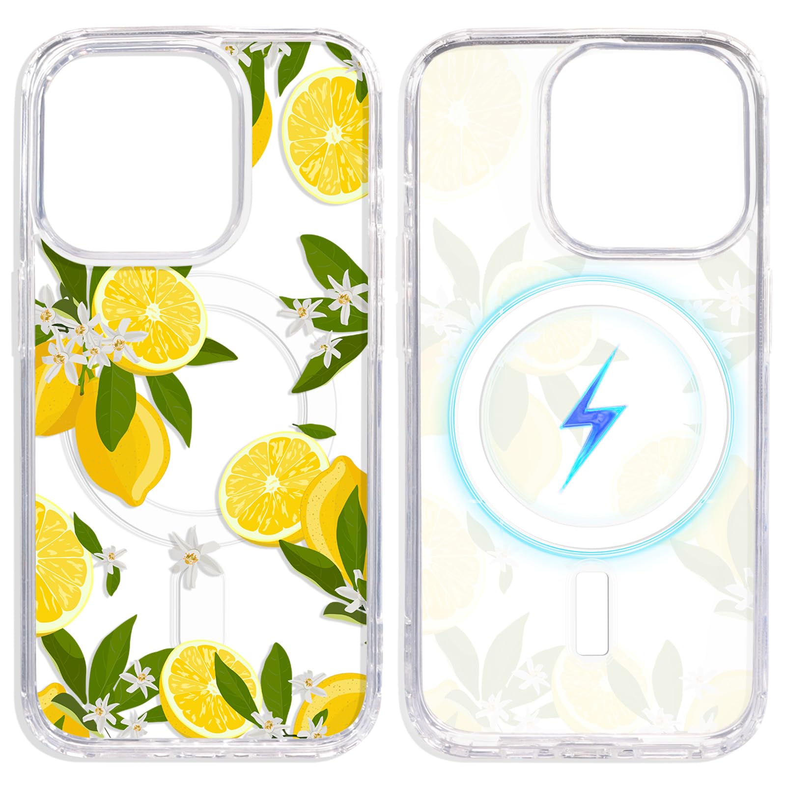 Cioroper Magnetic Phone Case for iPhone 13/14,Yellow Lemons,Compatible with MagSafe,Military Grade Drop Tested,Shockproof Protective Slim Cover for