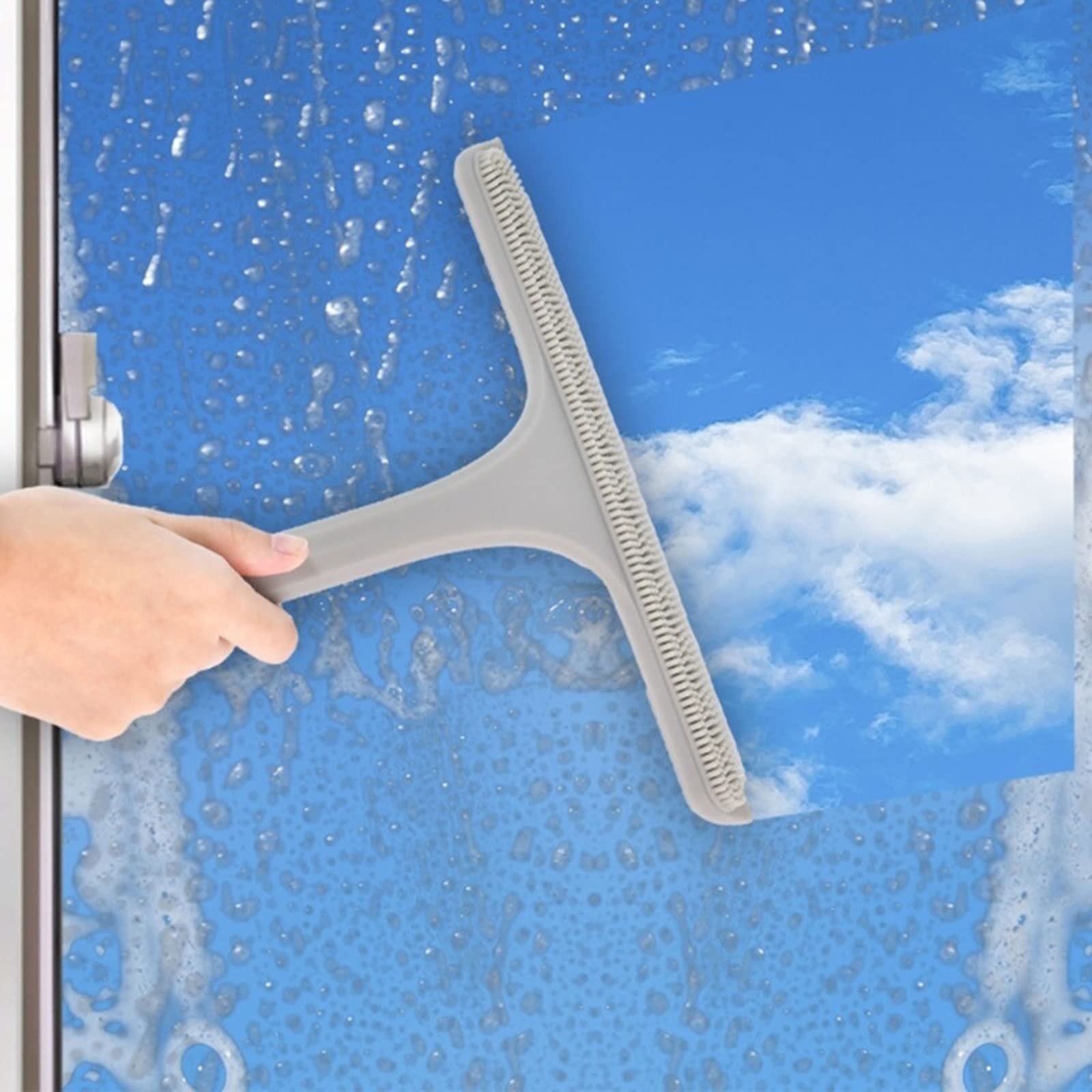 Rasquetas para Ducha, Escobilla de Goma Gris Doble Cara Silicona for Limpieza Ventanas Coche, baño y Ducha