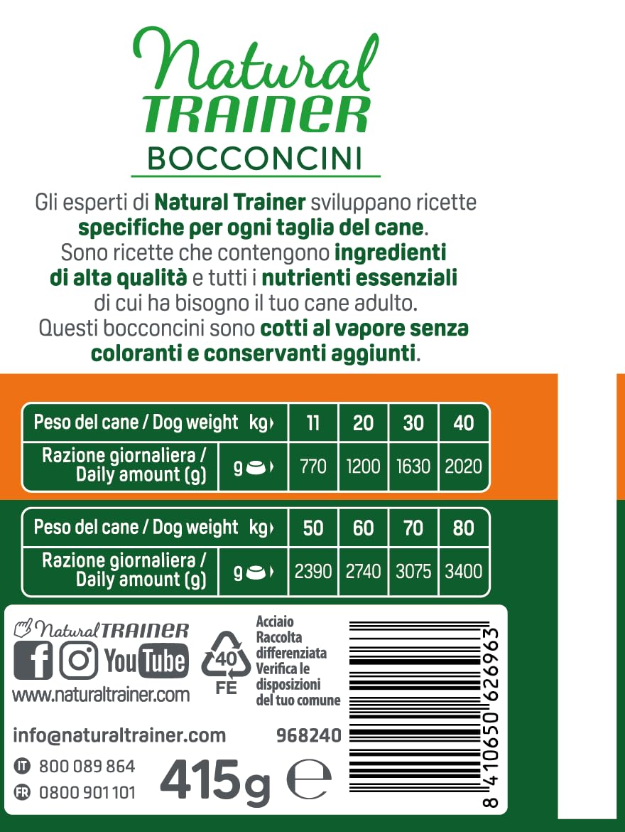 Natural Trainer Bocconcini per Cane Medium & Maxi con Tacchino - 12 x 415g
