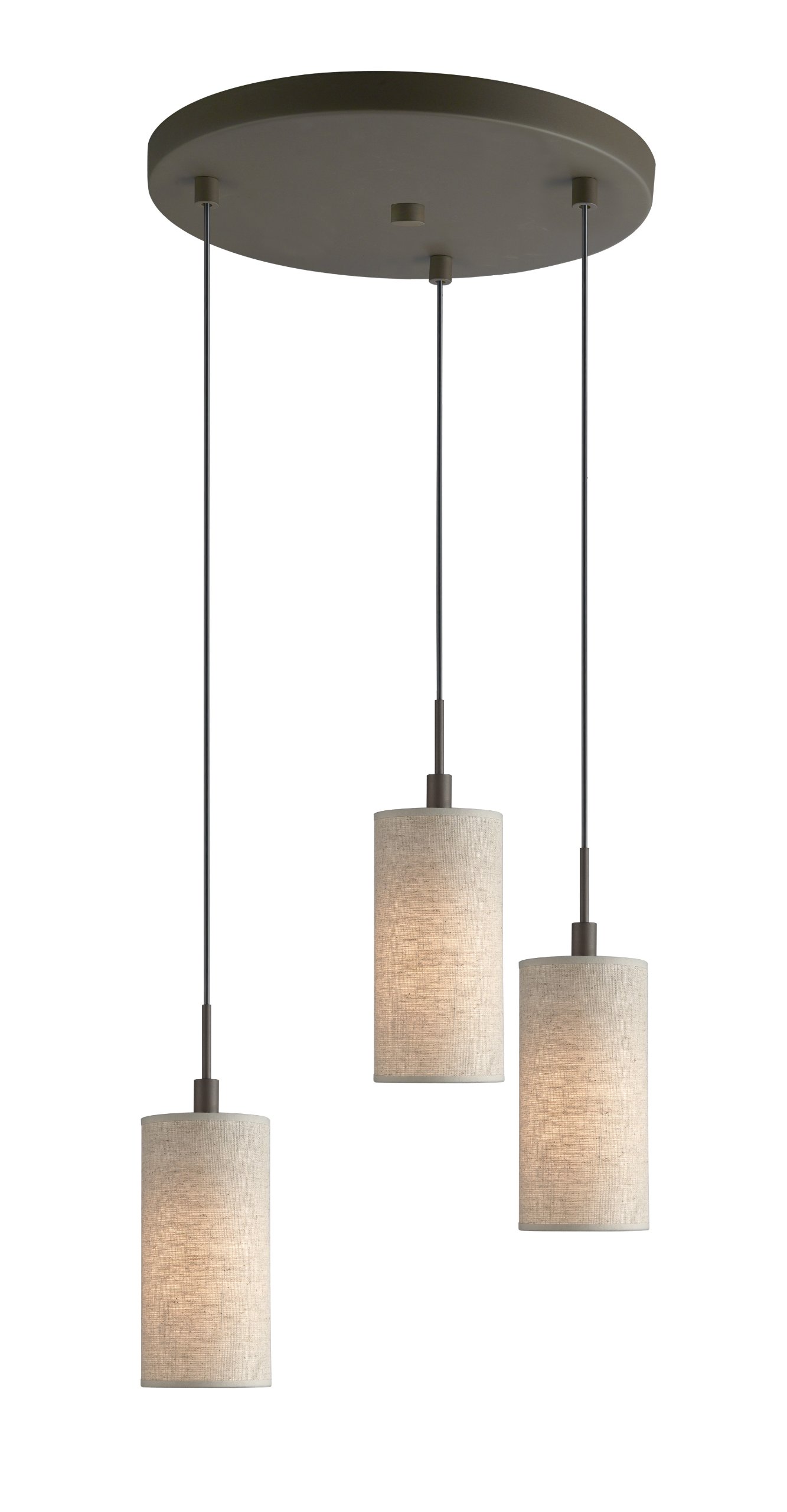 Woodbridge Lighting 13424MEB-S10401 3-Light 3-Port Mini Pendant Cluster, 10-Inch by 84-Inch Maximum, Metallic Bronze