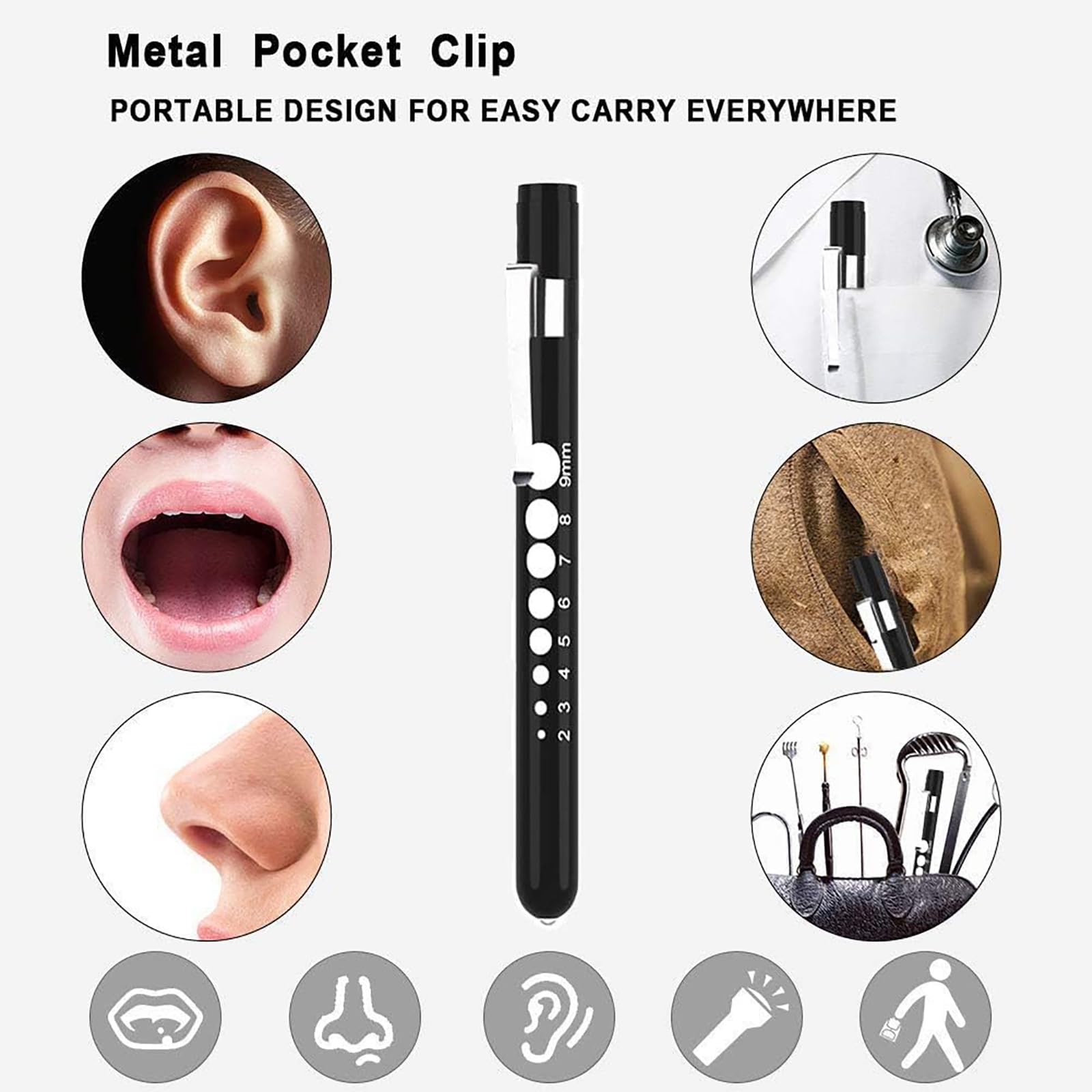 Penlight per infermieri e medici, confezione da 2 penne con indicatore della pupilla e righello, con 4 batterie AAA per studenti infermieristici essenziali