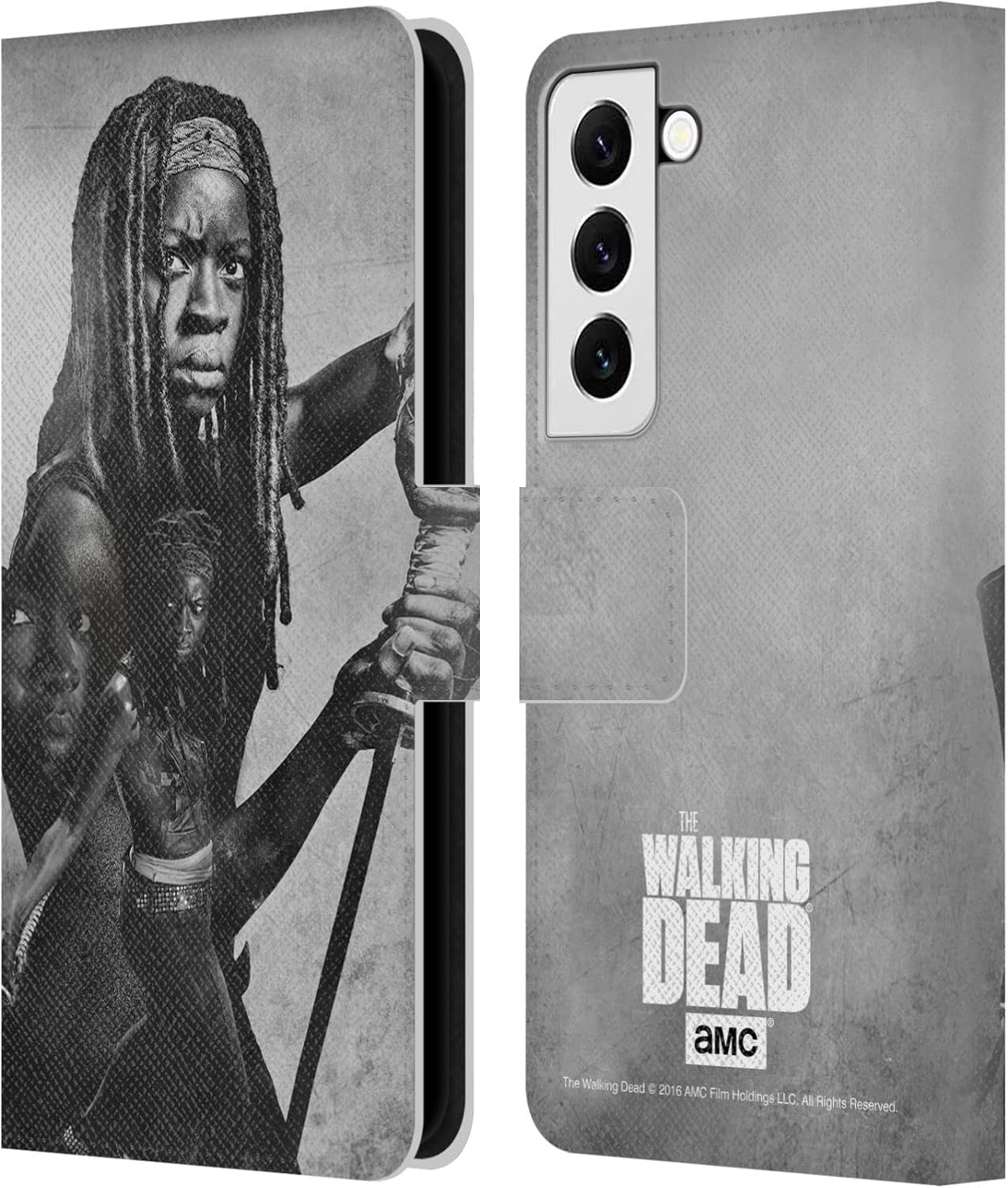 Head Case Designs Officially Licensed AMC The Walking Dead Sasha Double Exposure Leather Wallet Case Compatible with Samsung Galaxy S22 5G
