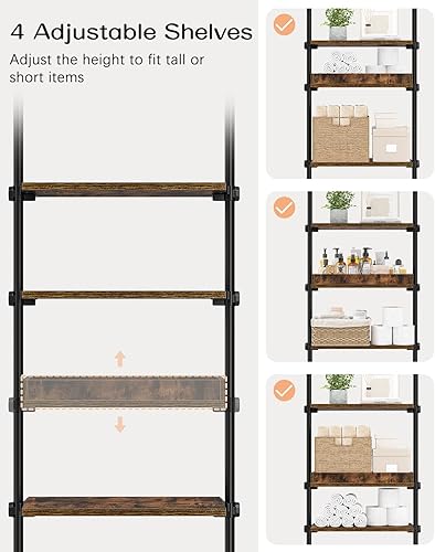Miniatura 3 de ALLZONE Estante de almacenamiento de 4 niveles sobre el inodoro, organizador de baño de madera sobre armario de inodoro con estante ajustable,