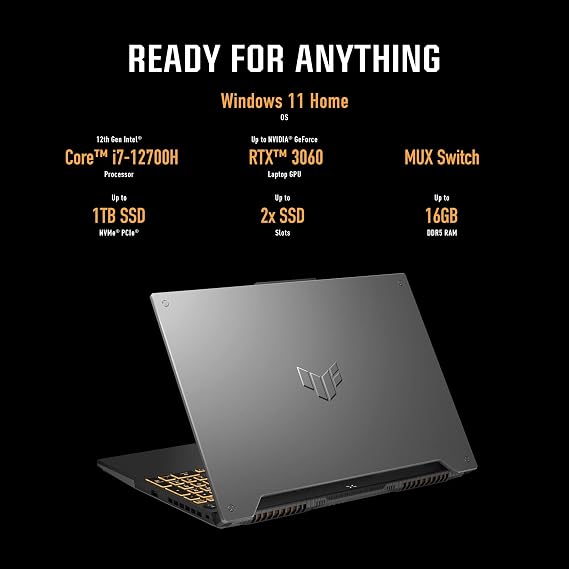 ASUS TUF Gaming F15 Gaming Laptop, 15.6a 144Hz FHD IPS-Type Display, Intel Core i5-11400H Processor, GeForce RTX 3050 Ti, 16GB DDR4 RAM, 512GB PCIe SSD, Wi-Fi 6, Windows 11 Home, FX506HEB-RS53, Black