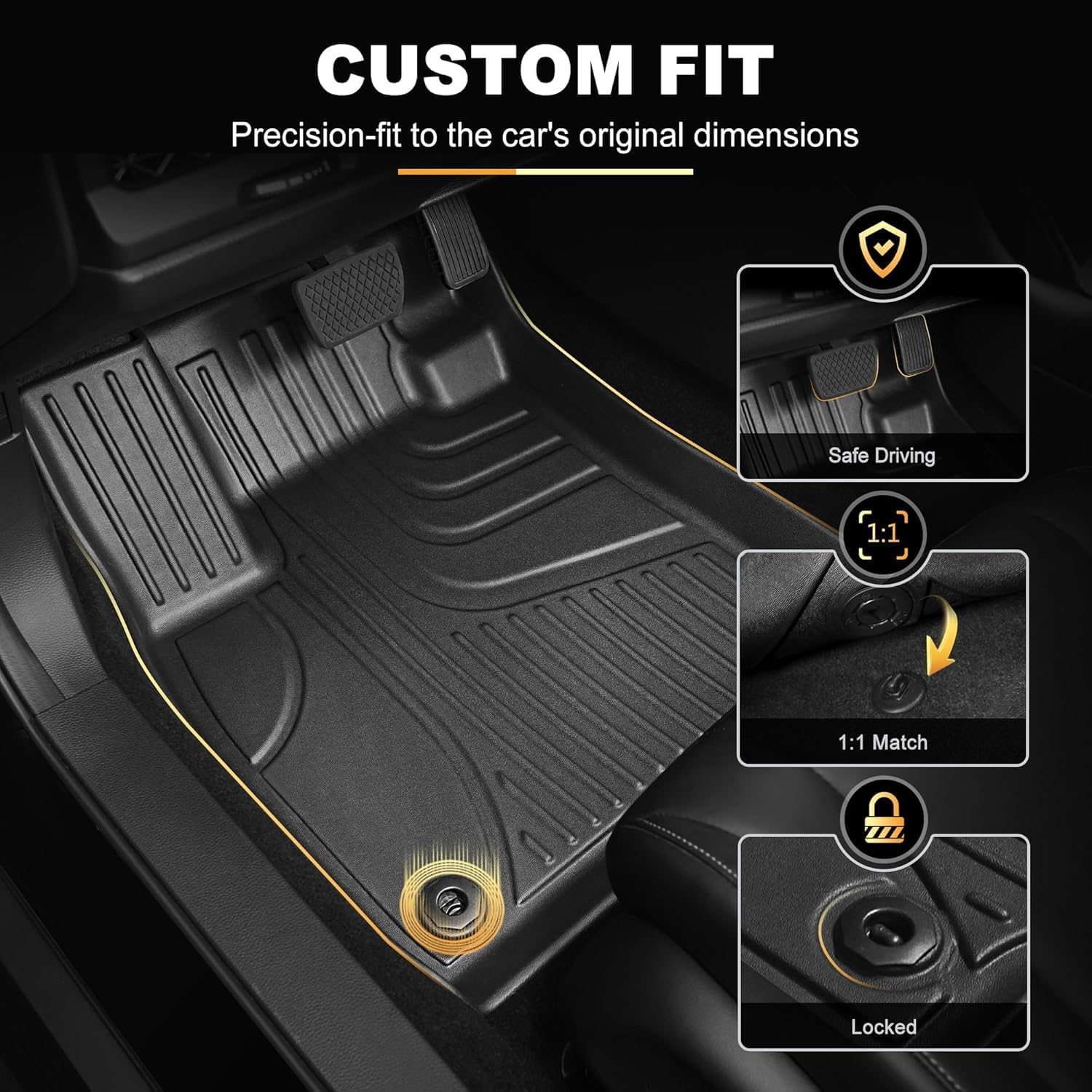 All Weather Floor Mats and Cargo Liner Fit for Honda Accord Sedan 2023-2026 Include Hybrid, Custom Fit Floor Liners and Cargo Mat, Full Set 1st and 2nd Row and Trunk Mat Black