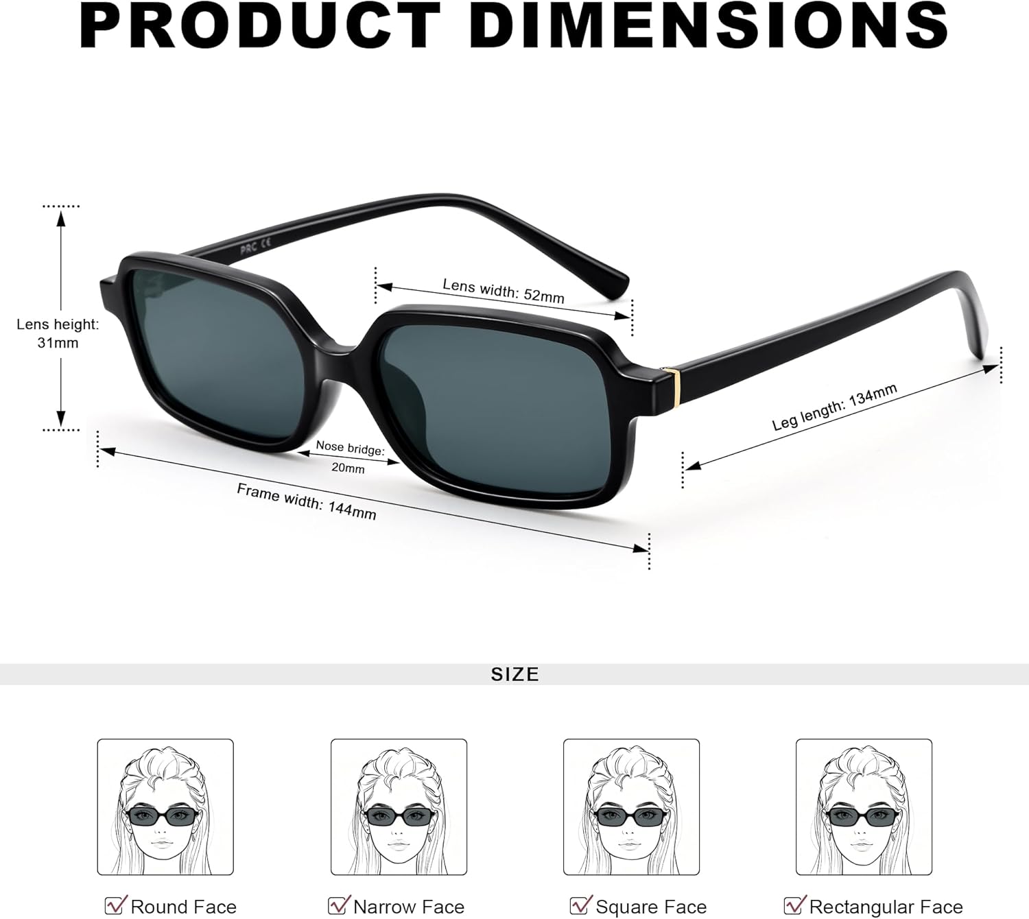 Pro Acme Retro Rectangular Sunglasses for Women and Men UV400 Protection Small Square 90s Vintage Fashion Sun Glasses - Image 5