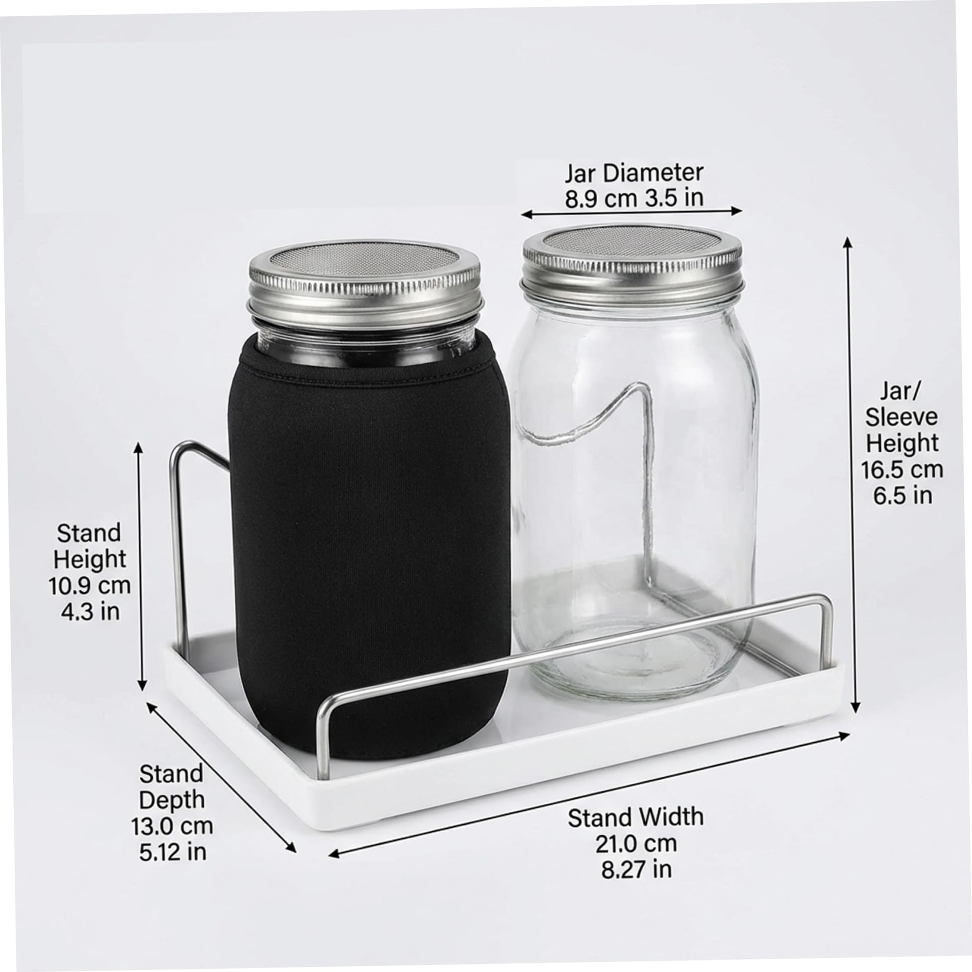 Kit de Culture de germes Pot Germination à Large Ouverture avec couvercles en Maille d'acier Inoxydable Plateau d'égouttage et Support pour Brocoli Haricot Mungo et Luzerne